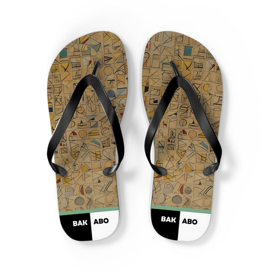 Abstract Geometric Flip Flops — Retro Pattern Beach Sandals Printify bakabo.club