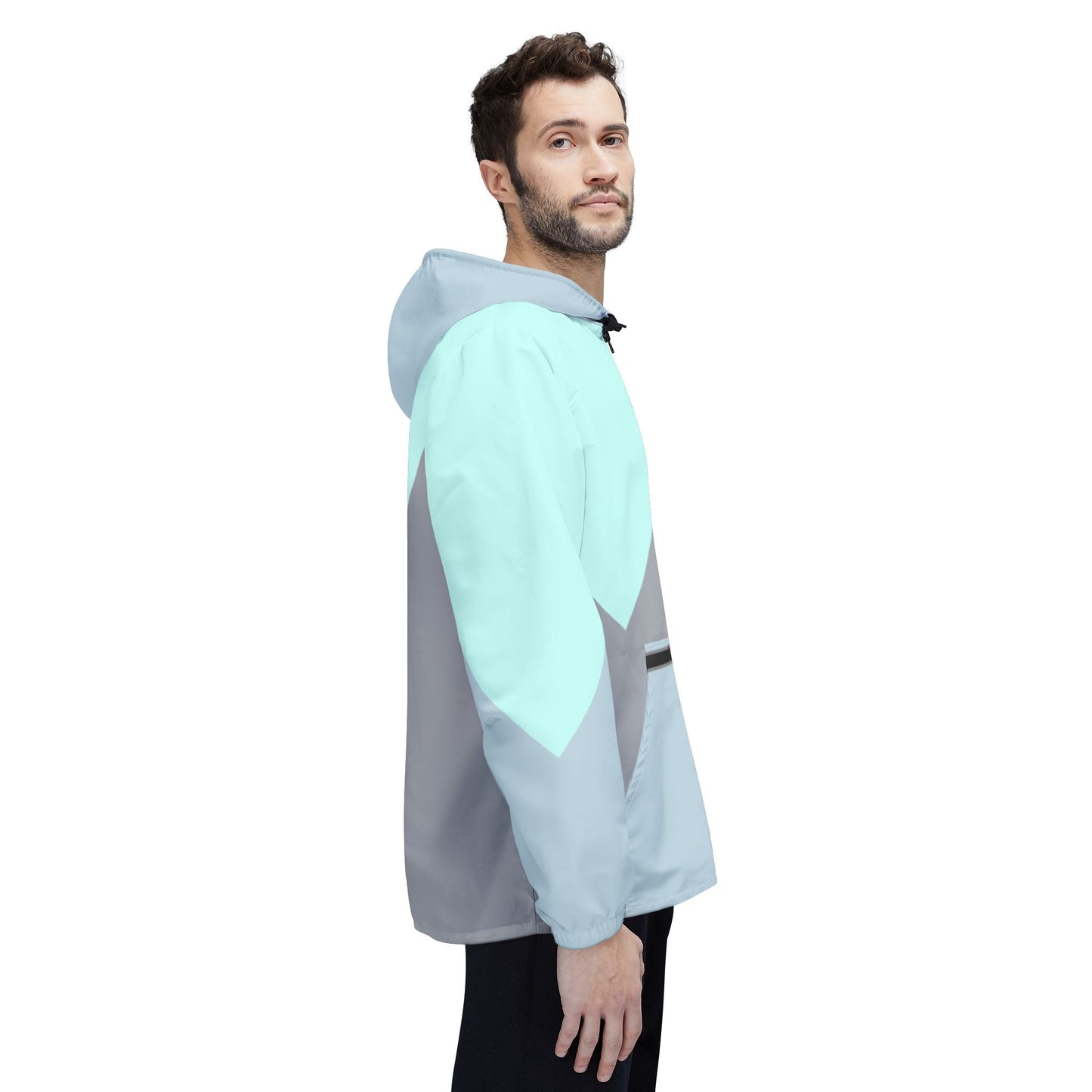 Colorblock Chevron Windbreaker Jacket — Lightweight Hooded Outdoor Shell Printify bakabo.club