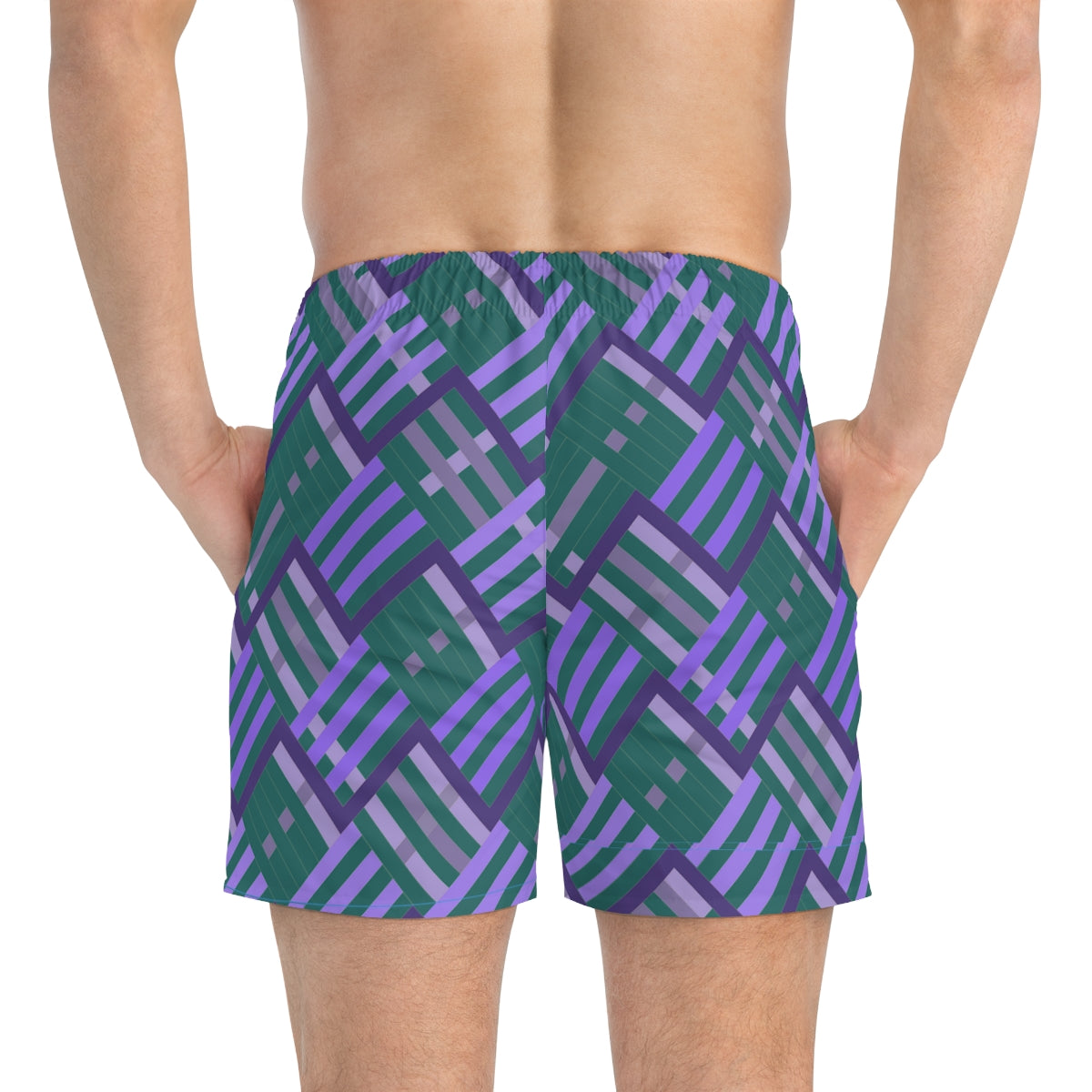 BKS Riviera Yellow Purple Swim Trunks - back-person