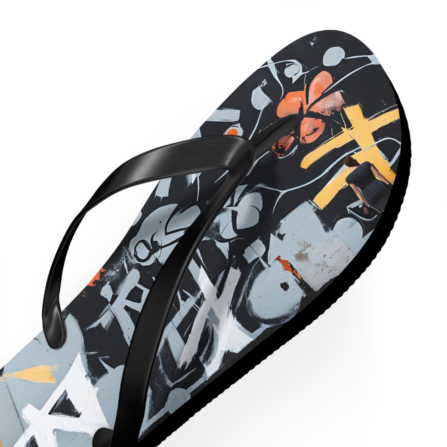 Graffiti Floral Flip Flops — Urban Art Beach Sandals Printify bakabo.club
