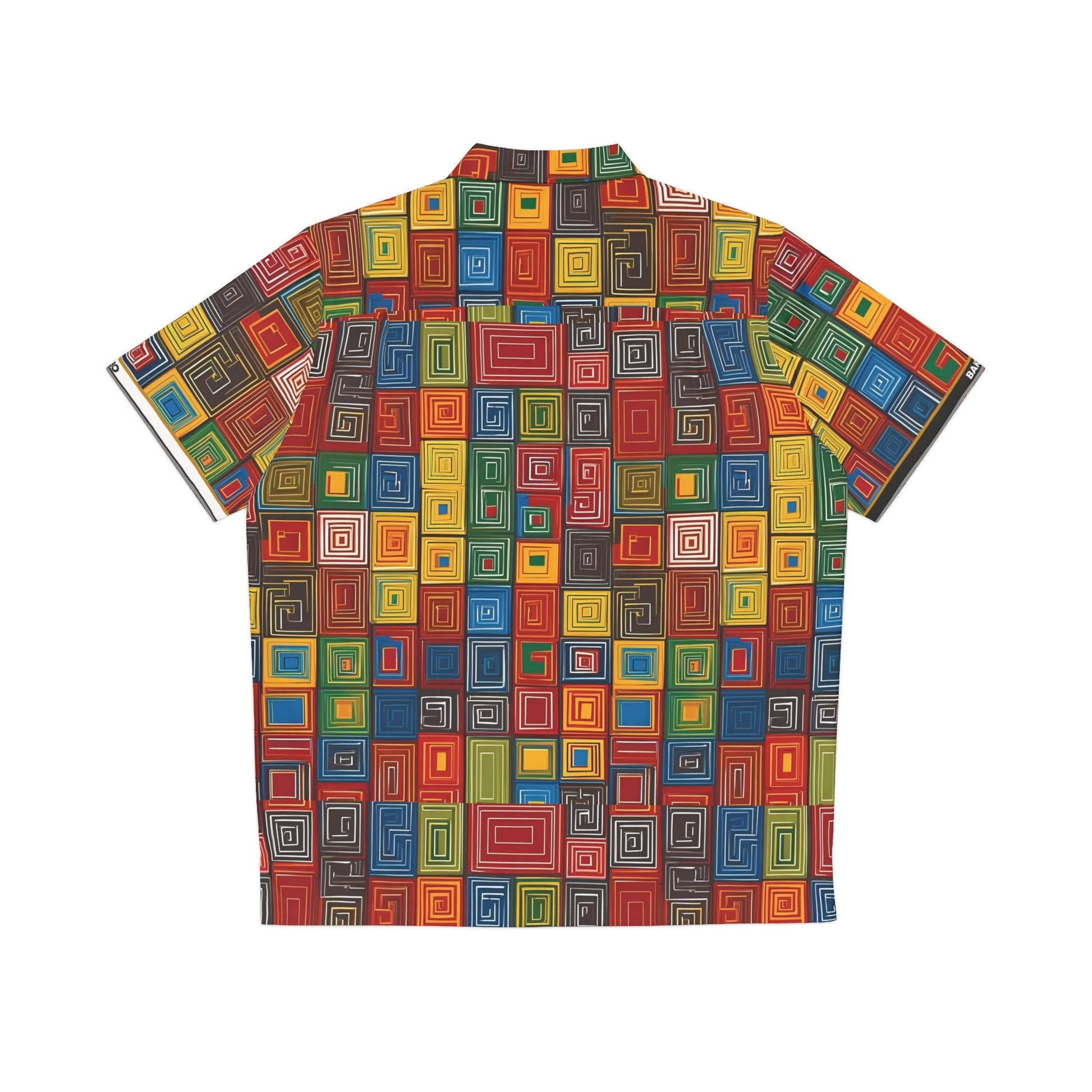 Men's Geometric Hawaiian Shirt — Colorful Retro Square Pattern AOP Printify bakabo.club