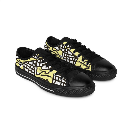 Abstract Yellow Grid Men's Sneakers — Street Art Canvas Shoes Printify bakabo.club