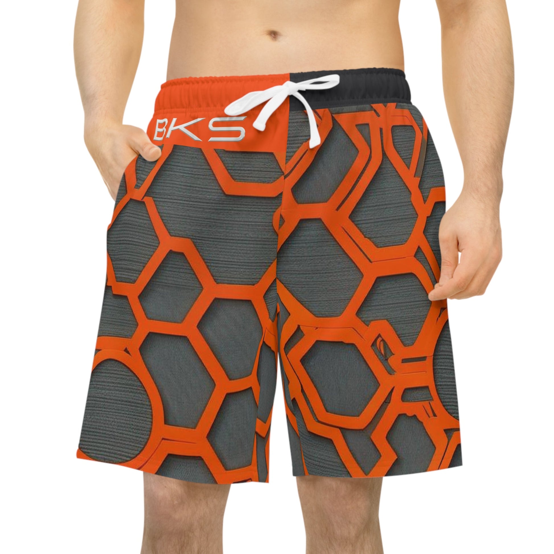 BKS Glyph Hex™ Athletic Long Shorts Printify bakabo.club