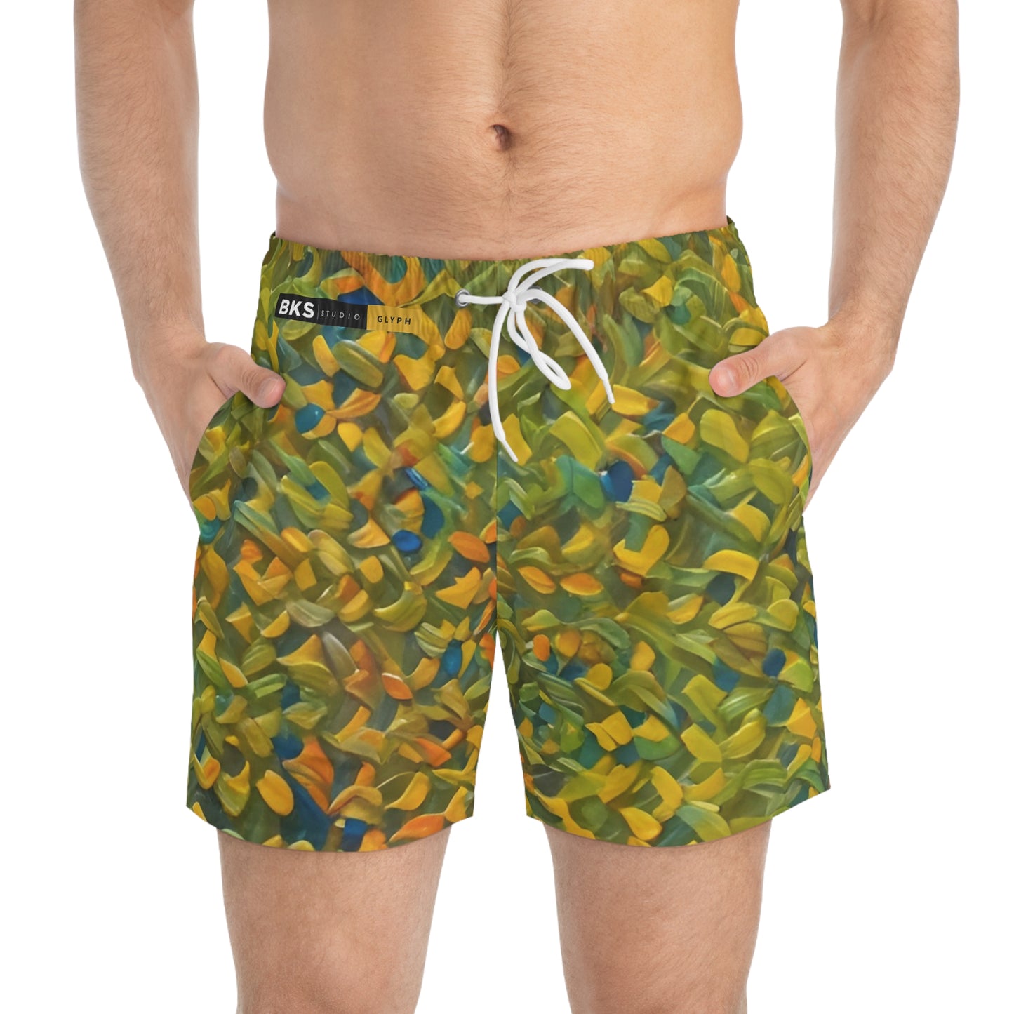 BKS Glyph Yellow Mosaic™ Swim Trunks