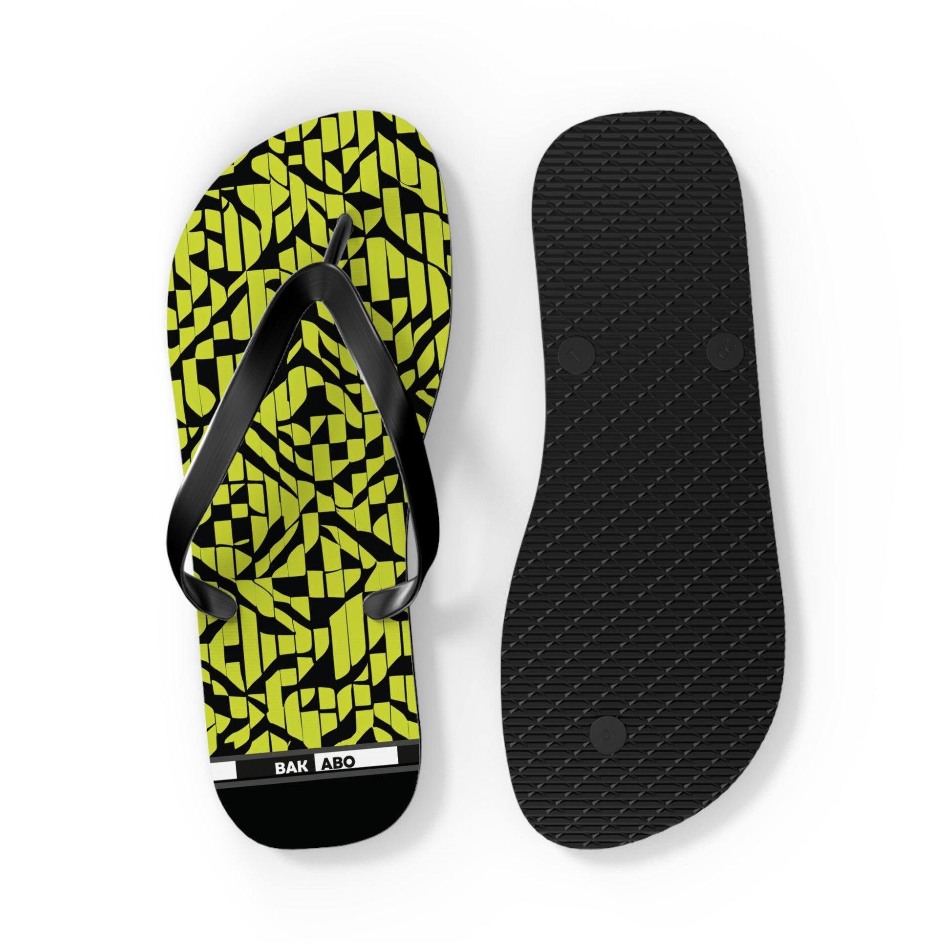 Flip Flops — Neon Geometric Pattern Beach Sandals Printify bakabo.club