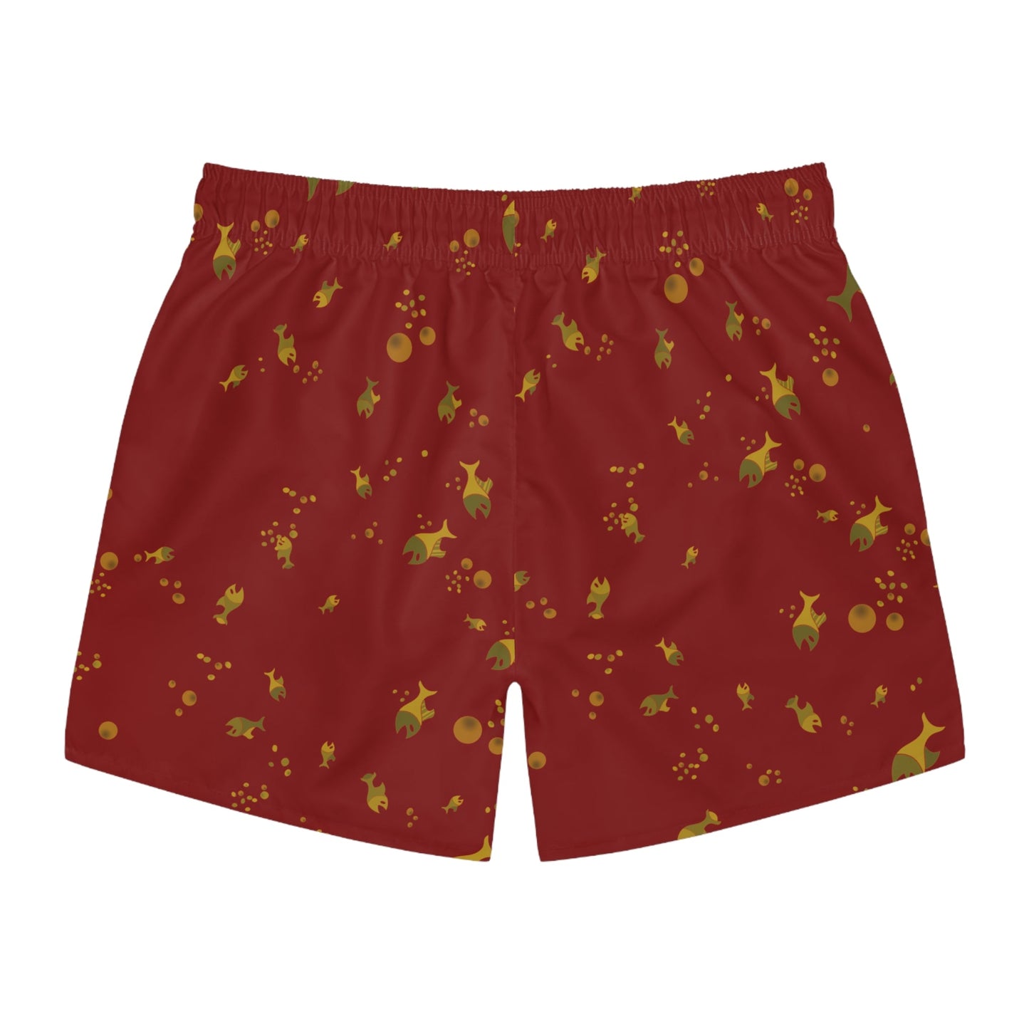 Goldfish Pattern Swim Trunks — Red All-Over-Print Men's Swim Shorts Printify bakabo.club