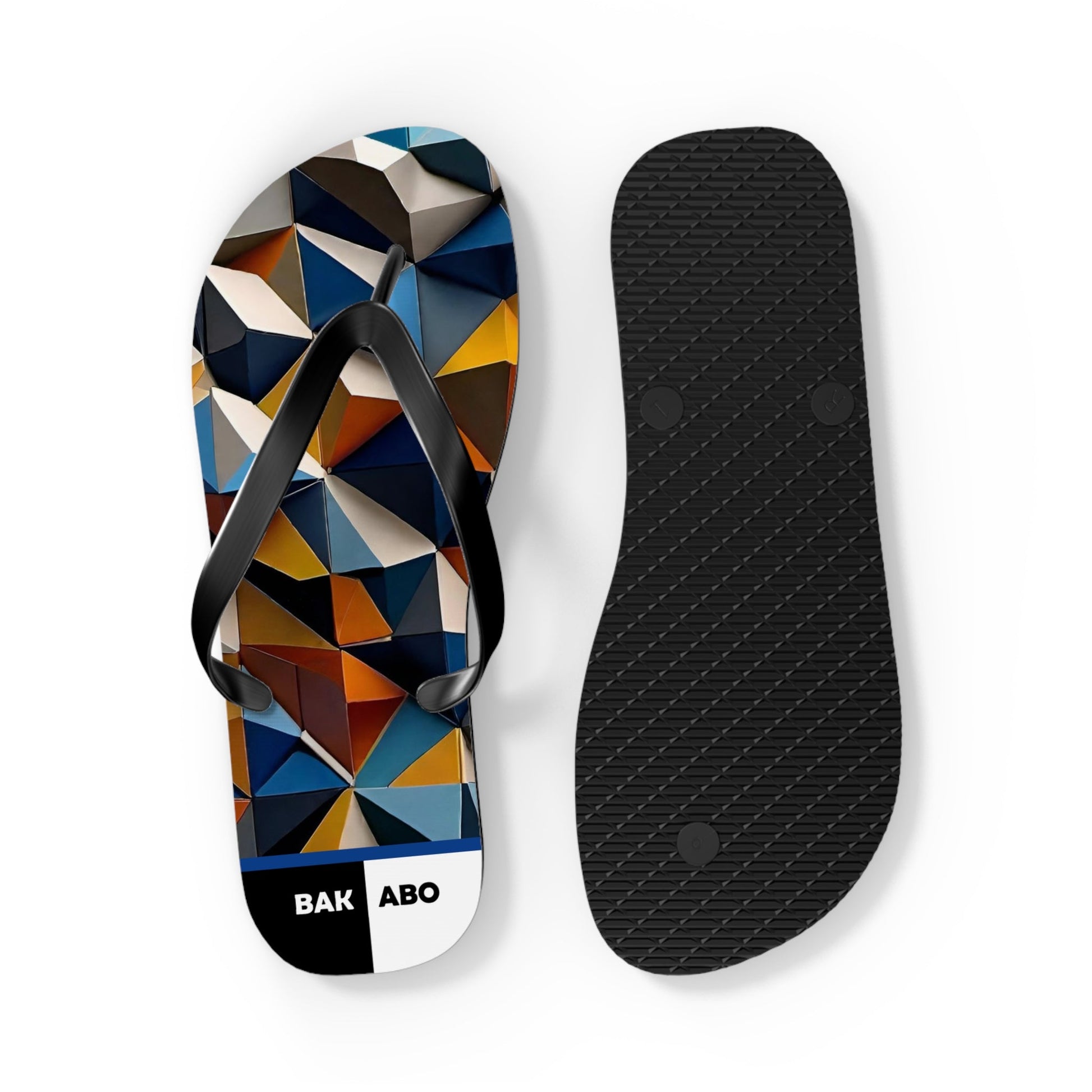 Geometric Mosaic Flip Flops — Modern Triangle Pattern Beach Sandals Printify bakabo.club