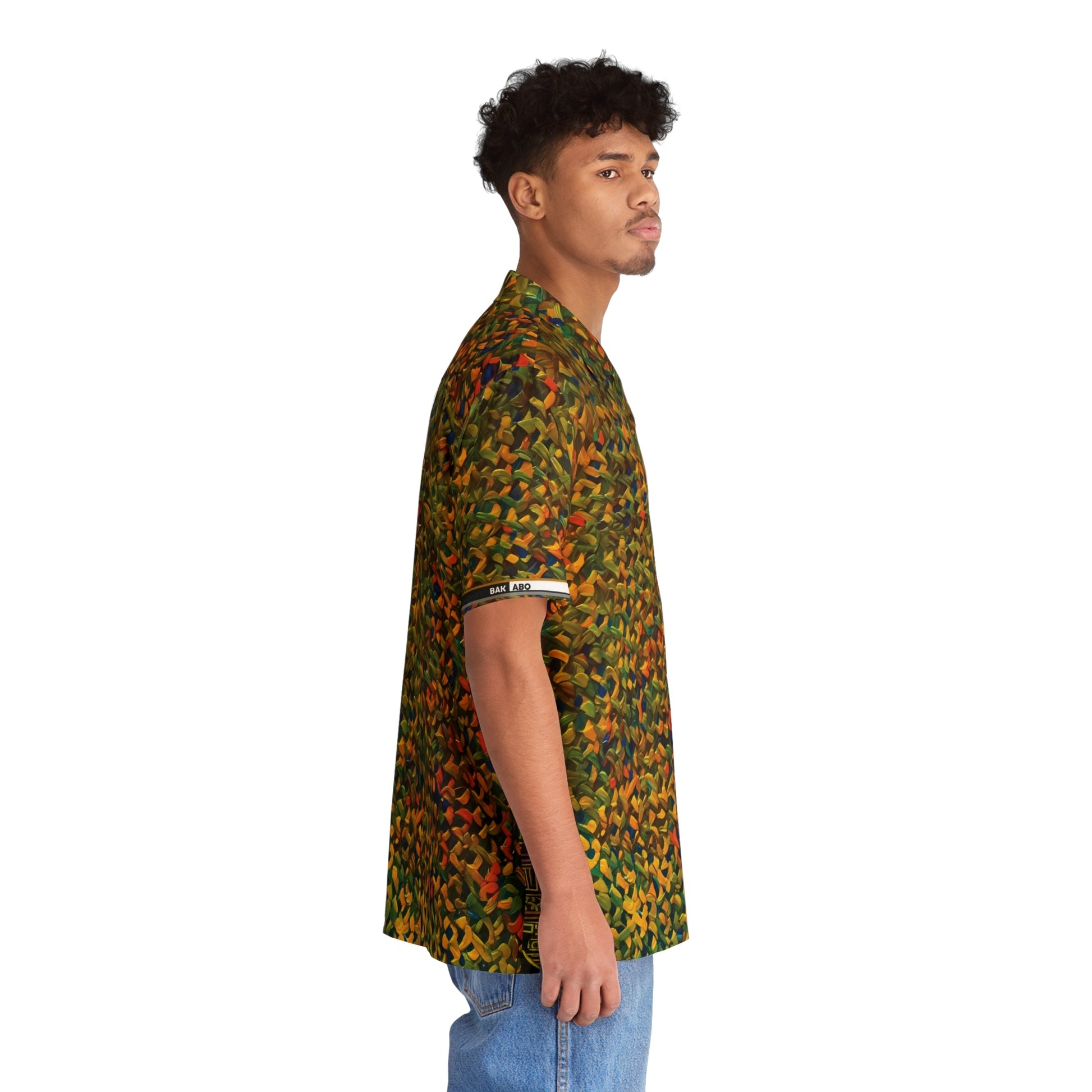 Men's Tropical Abstract Hawaiian Shirt – Olive Green Leaf Pattern AOP Printify bakabo.club