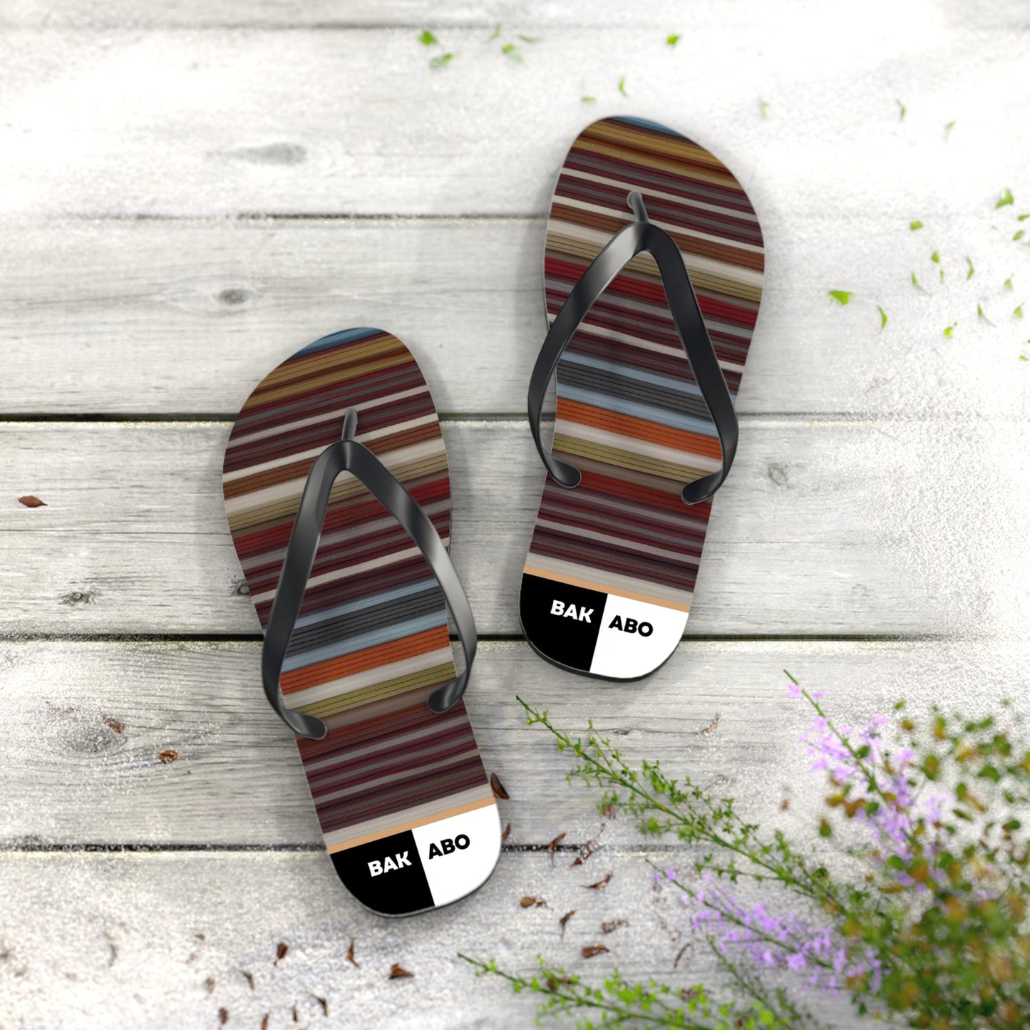 Striped Brown Beach Flip Flops – Casual Summer Sandals Printify bakabo.club