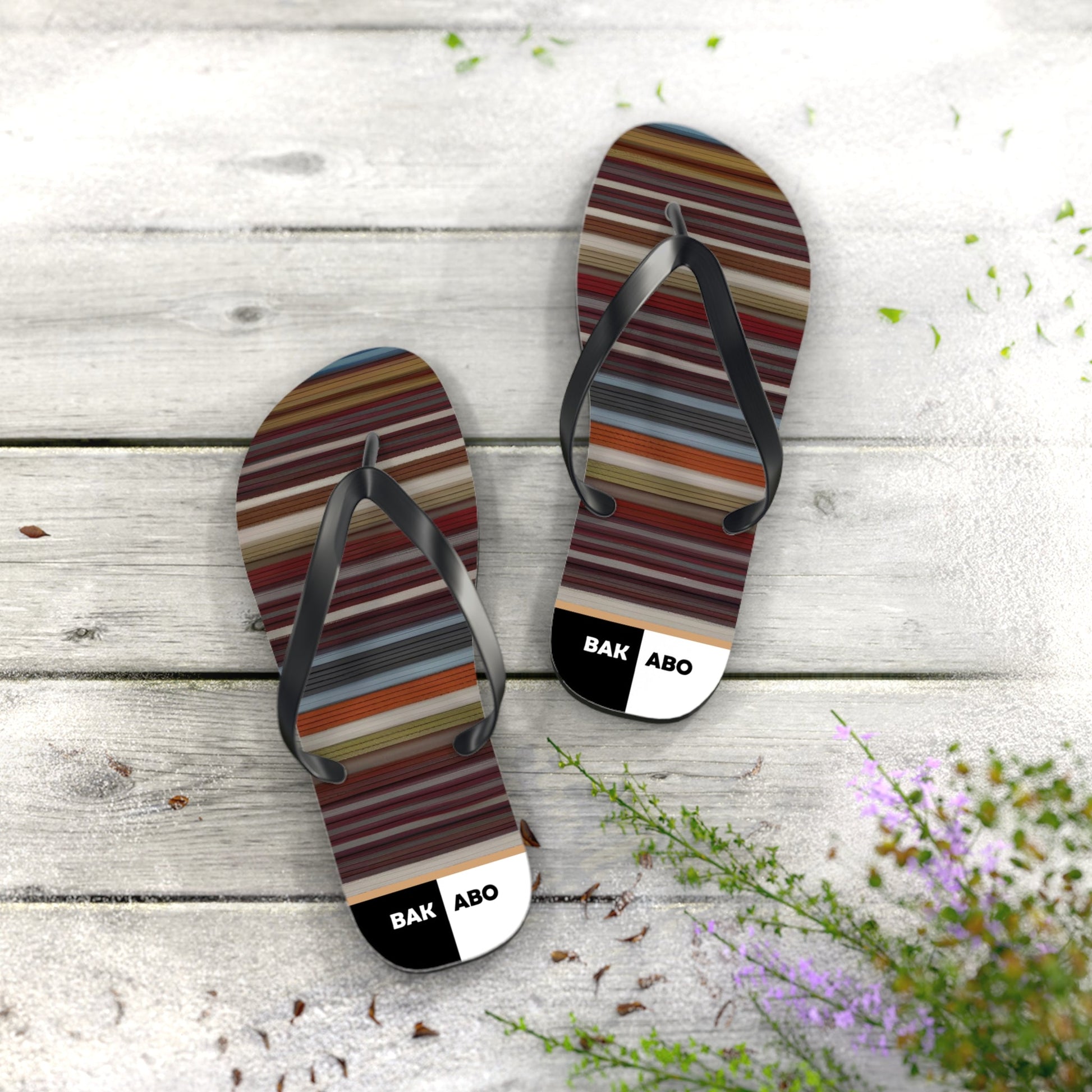 Striped Brown Beach Flip Flops – Casual Summer Sandals Printify bakabo.club