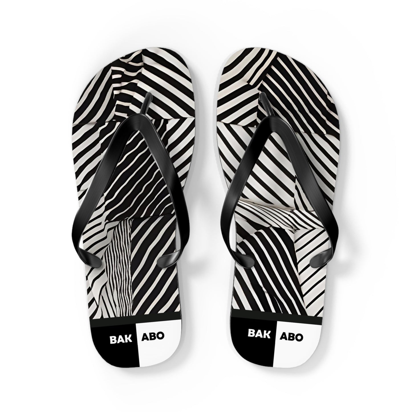 Zebra Stripe Flip Flops — Black & White Optical Pattern Beach Sandals Printify bakabo.club