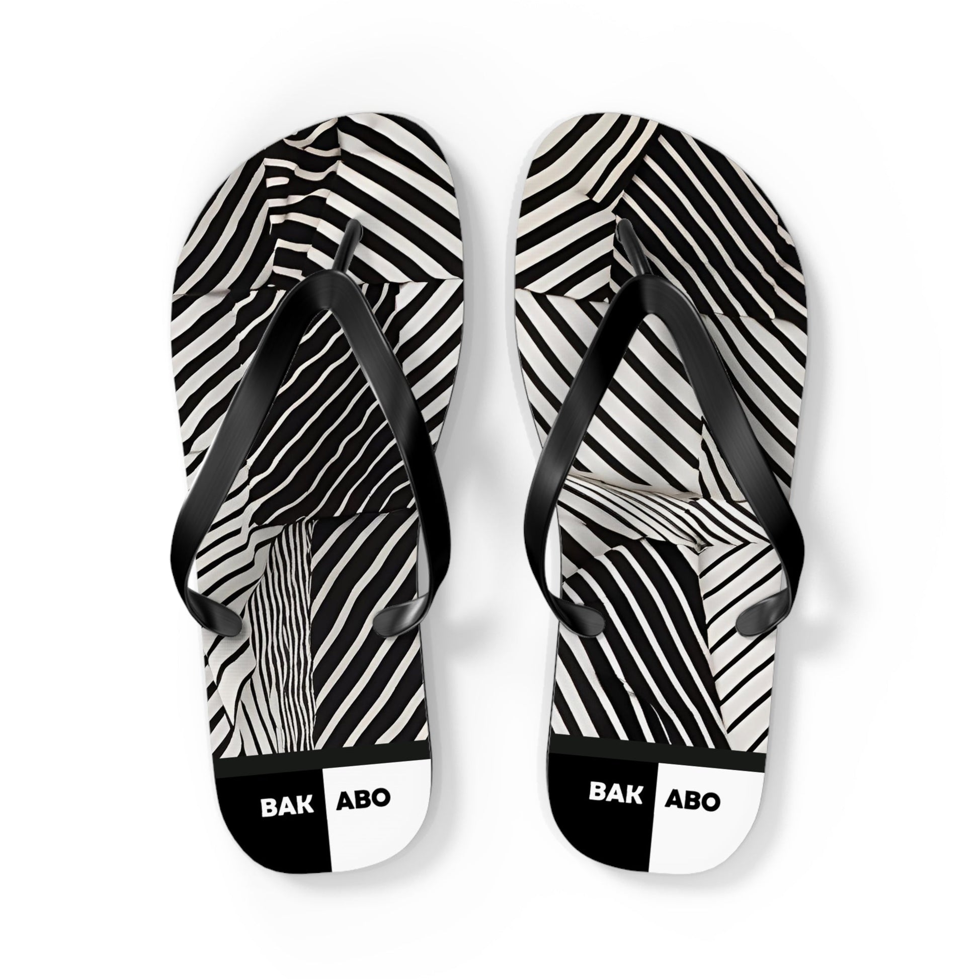 Zebra Stripe Flip Flops — Black & White Optical Pattern Beach Sandals Printify bakabo.club