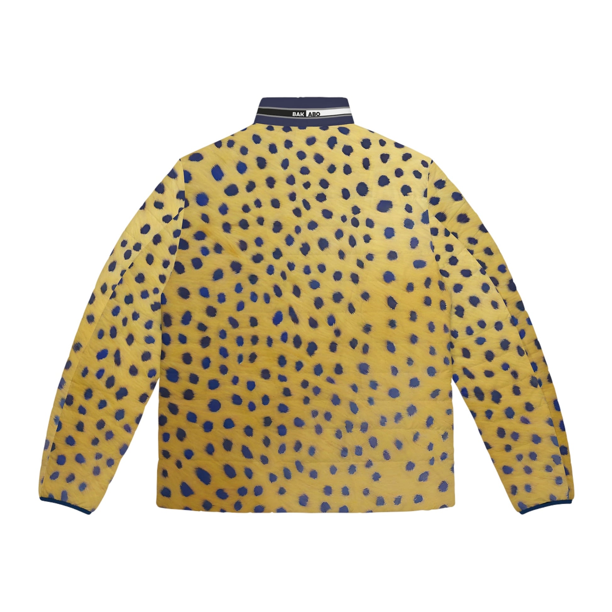 Men's Yellow Leopard Print Puffer Jacket – Bold Blue Spot AOP Outerwear Printify bakabo.club