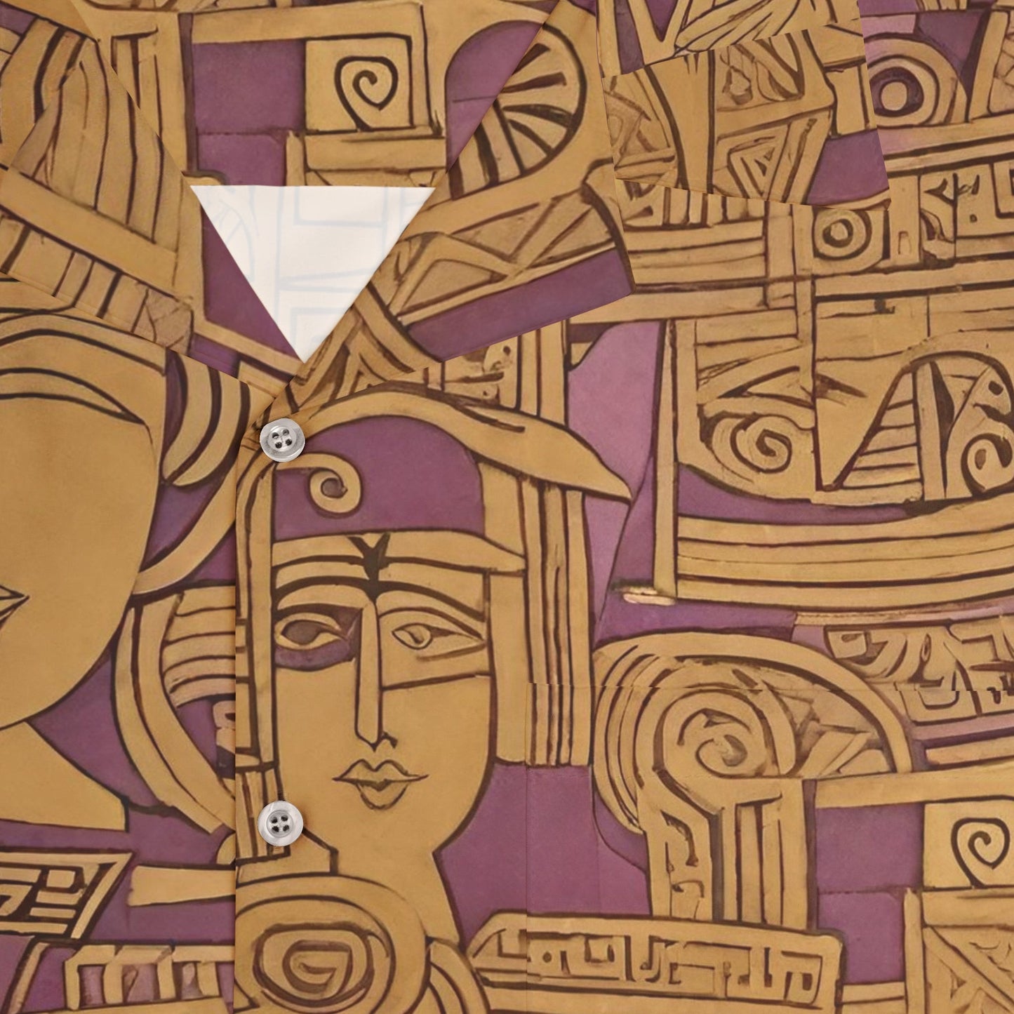 Abstract Retro Faces Hawaiian Shirt — Vintage Geometric AOP Men's Camp Shirt Printify bakabo.club