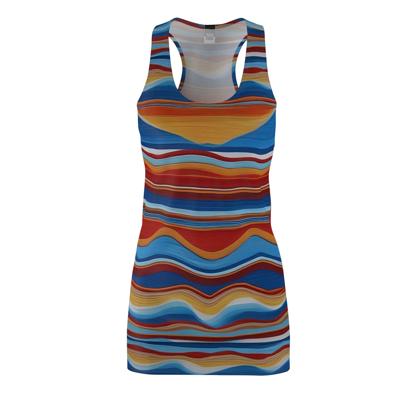 Wavy Sunset Racerback Dress – Colorful Striped AOP Summer Dress Printify bakabo.club