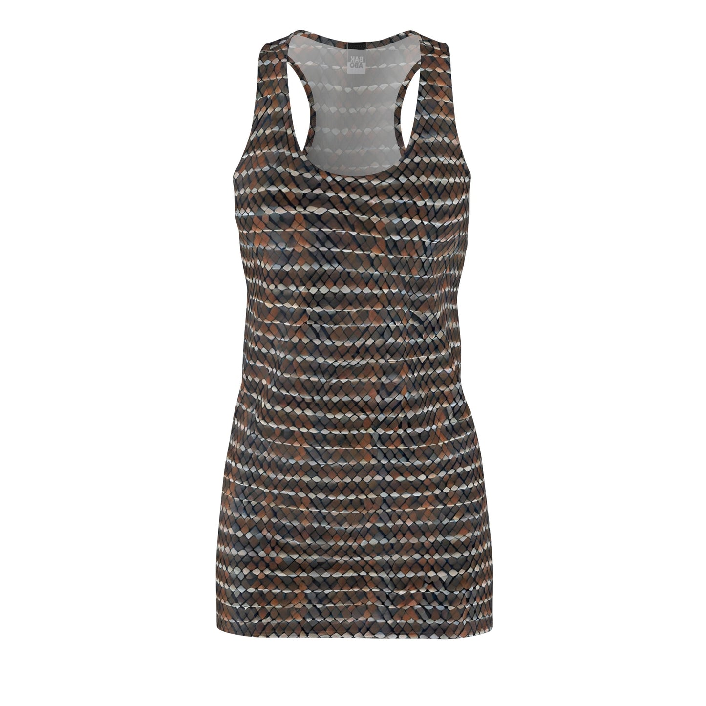 Brown Plaid Racerback Dress — Stretchy All-Over-Print Casual Shift