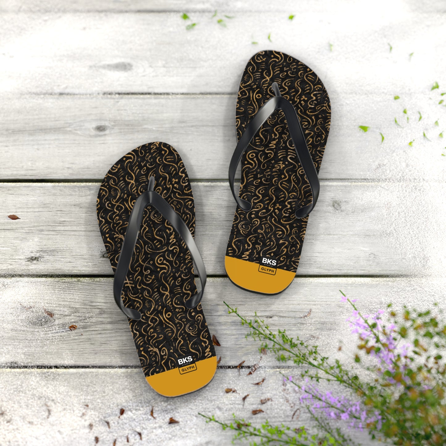 BKS Glyph Mosaic Golden™ Flip Flops