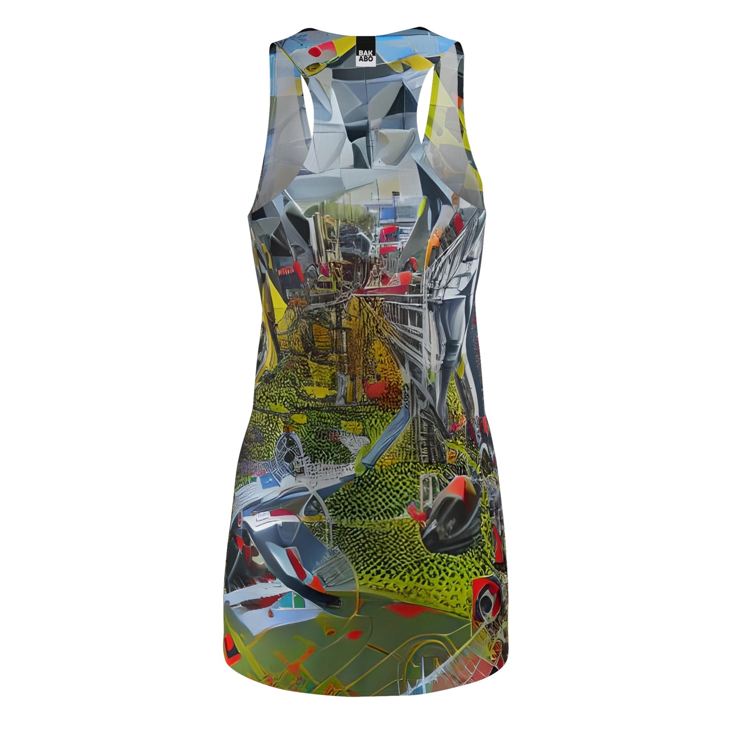 Abstract Urban Collage Racerback Dress — Colorful All-Over Print Printify bakabo.club