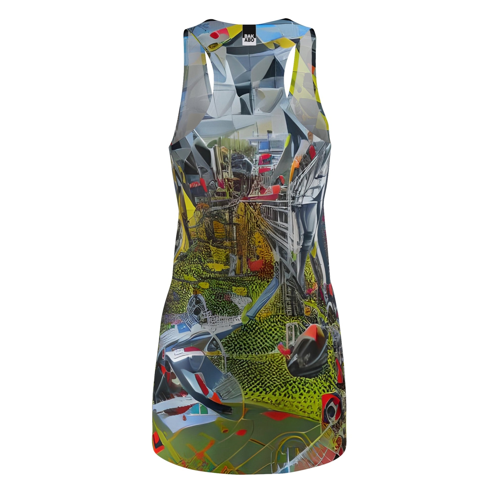 Abstract Urban Collage Racerback Dress — Colorful All-Over Print Printify bakabo.club