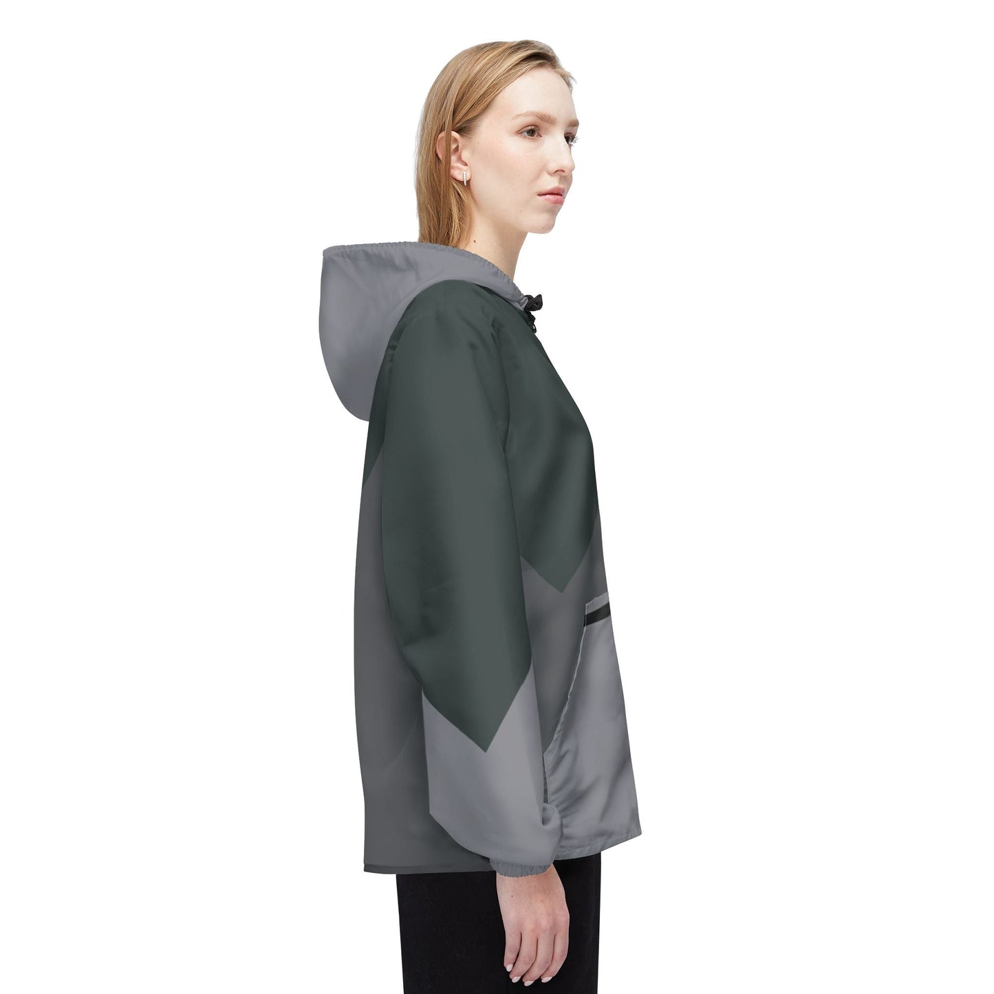 Chevron Colorblock Windbreaker Jacket — Lightweight Hooded Outdoor Shell Printify bakabo.club