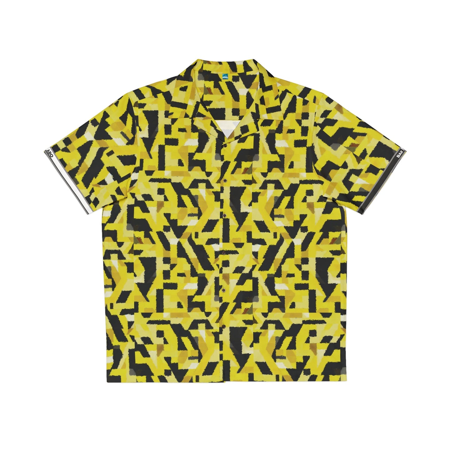 Yellow Geo Camo Hawaiian Shirt — Men's Bold Abstract Aloha Printify bakabo.club