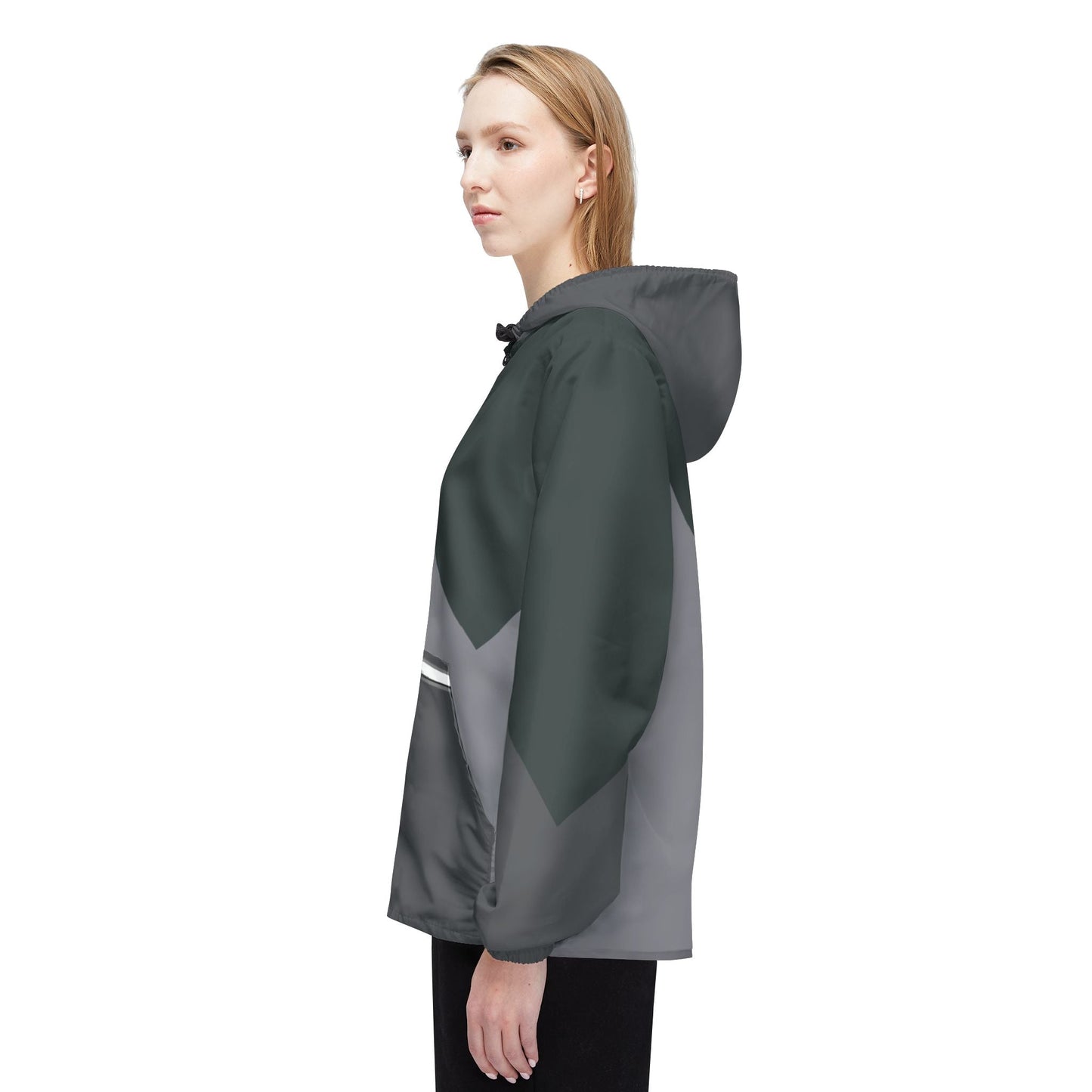 Chevron Colorblock Windbreaker Jacket — Lightweight Hooded Outdoor Shell Printify bakabo.club