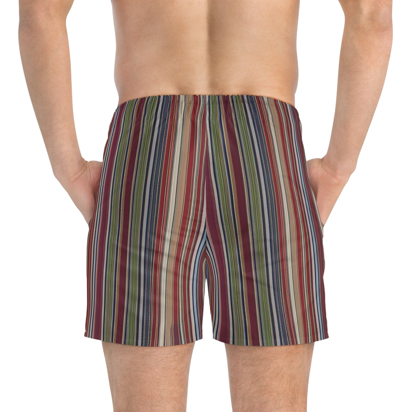 Men's Striped Multicolor Swim Trunks — Retro Beach Shorts Printify bakabo.club