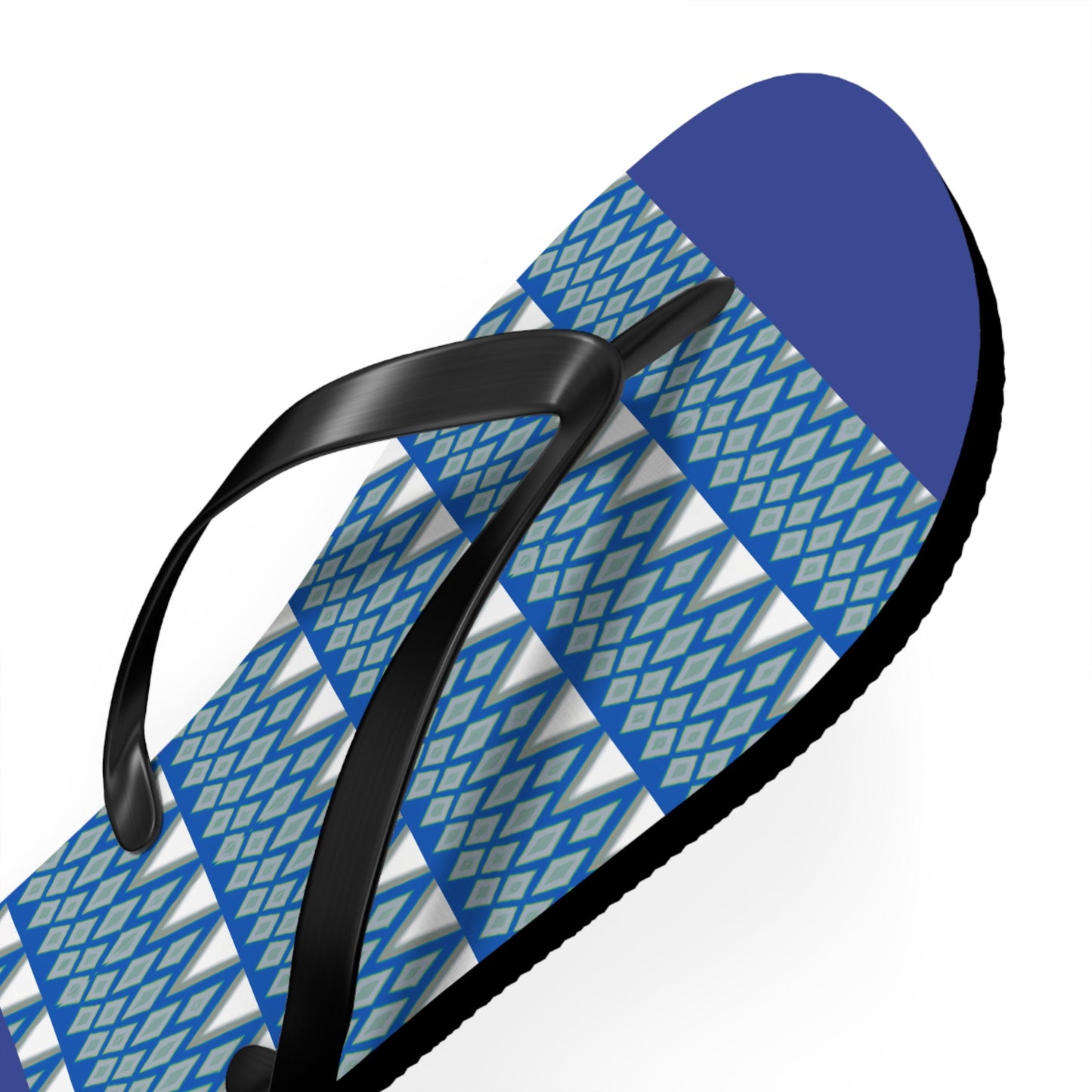 Blue Geometric Flip Flops — Patterned Beach Sandals Printify bakabo.club