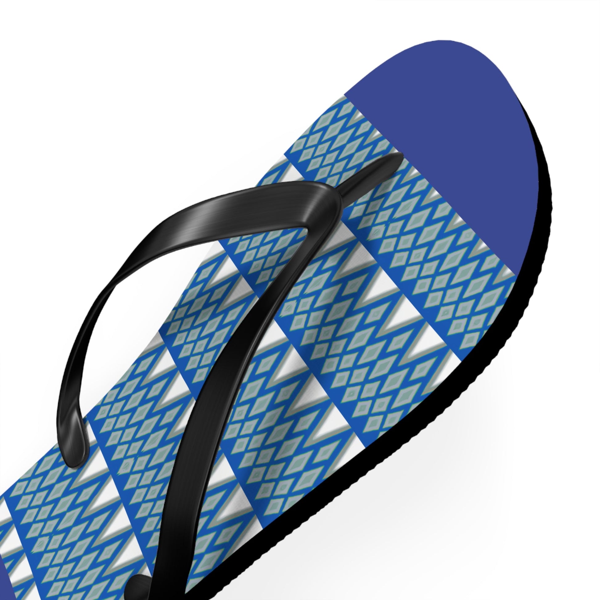 Blue Geometric Flip Flops — Patterned Beach Sandals Printify bakabo.club