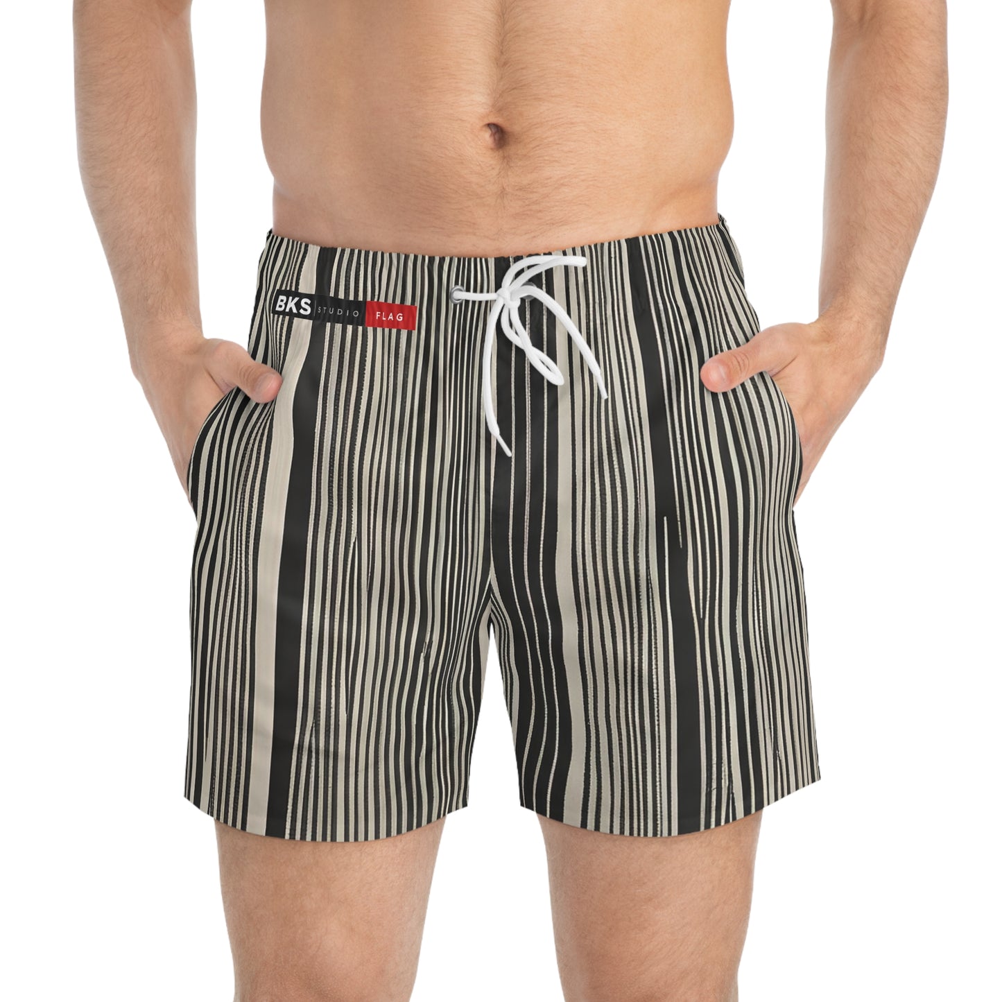 BKS Flag Striped Black™ Swim Trunks