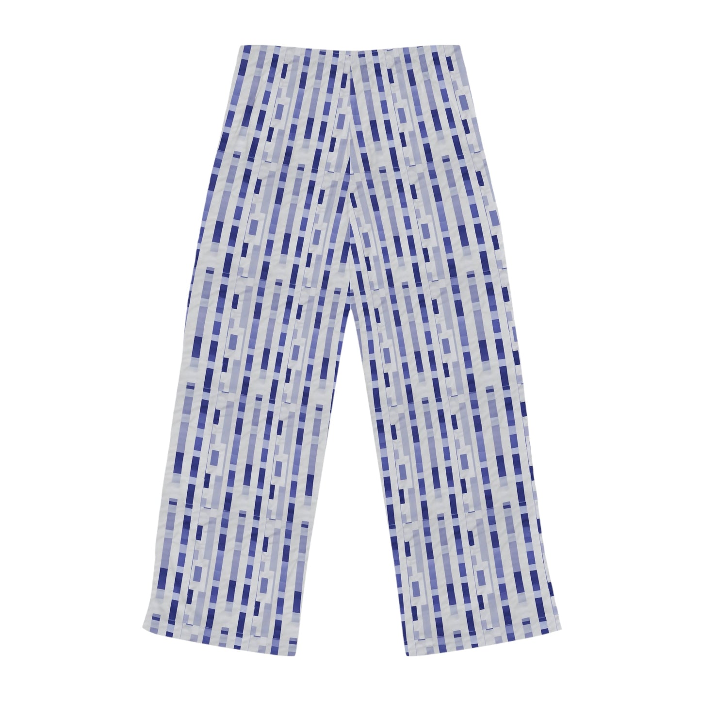 Blue Geometric Stripe Pajama Pants - Women's Cozy Lounge Sleepwear Printify bakabo.club