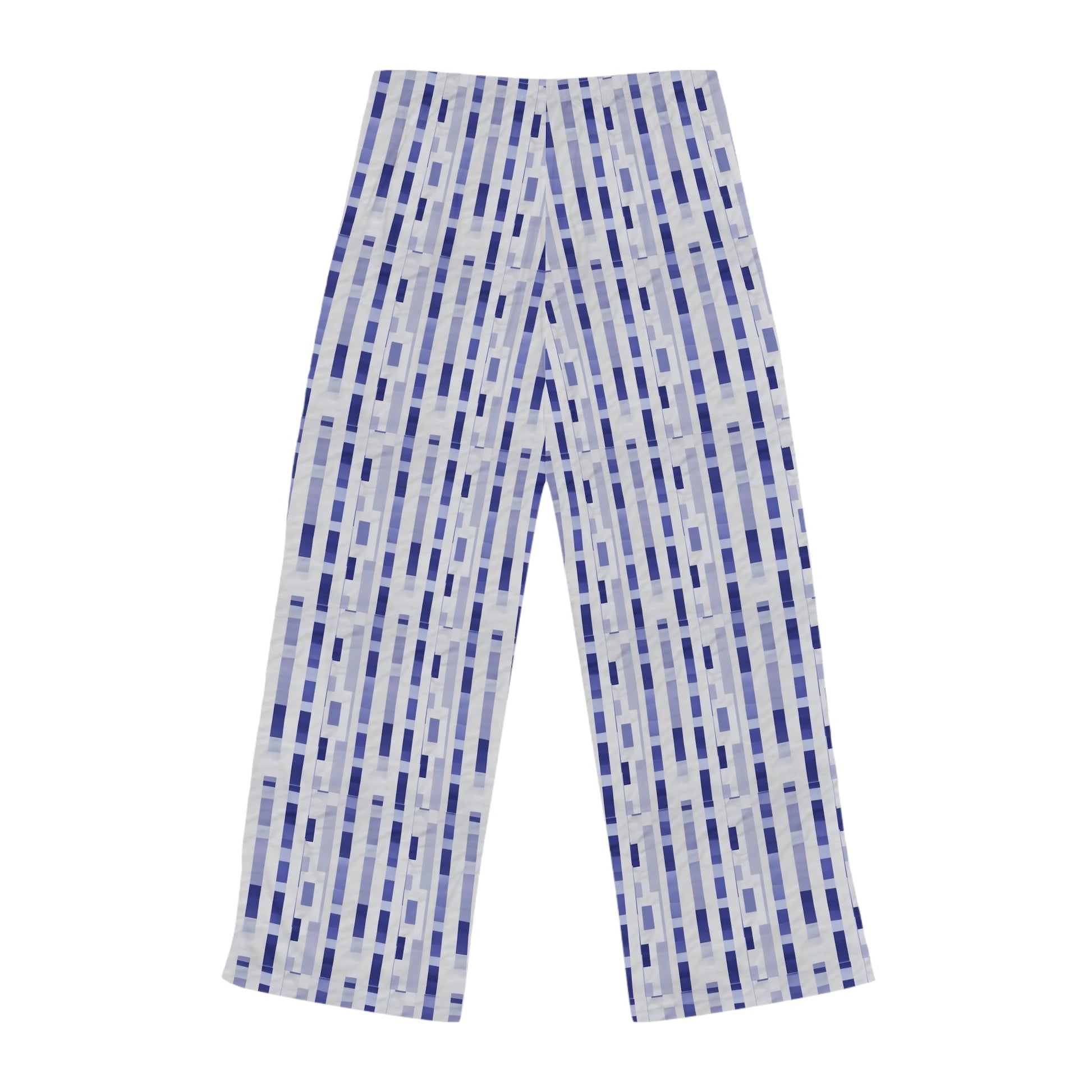 Blue Geometric Stripe Pajama Pants - Women's Cozy Lounge Sleepwear Printify bakabo.club