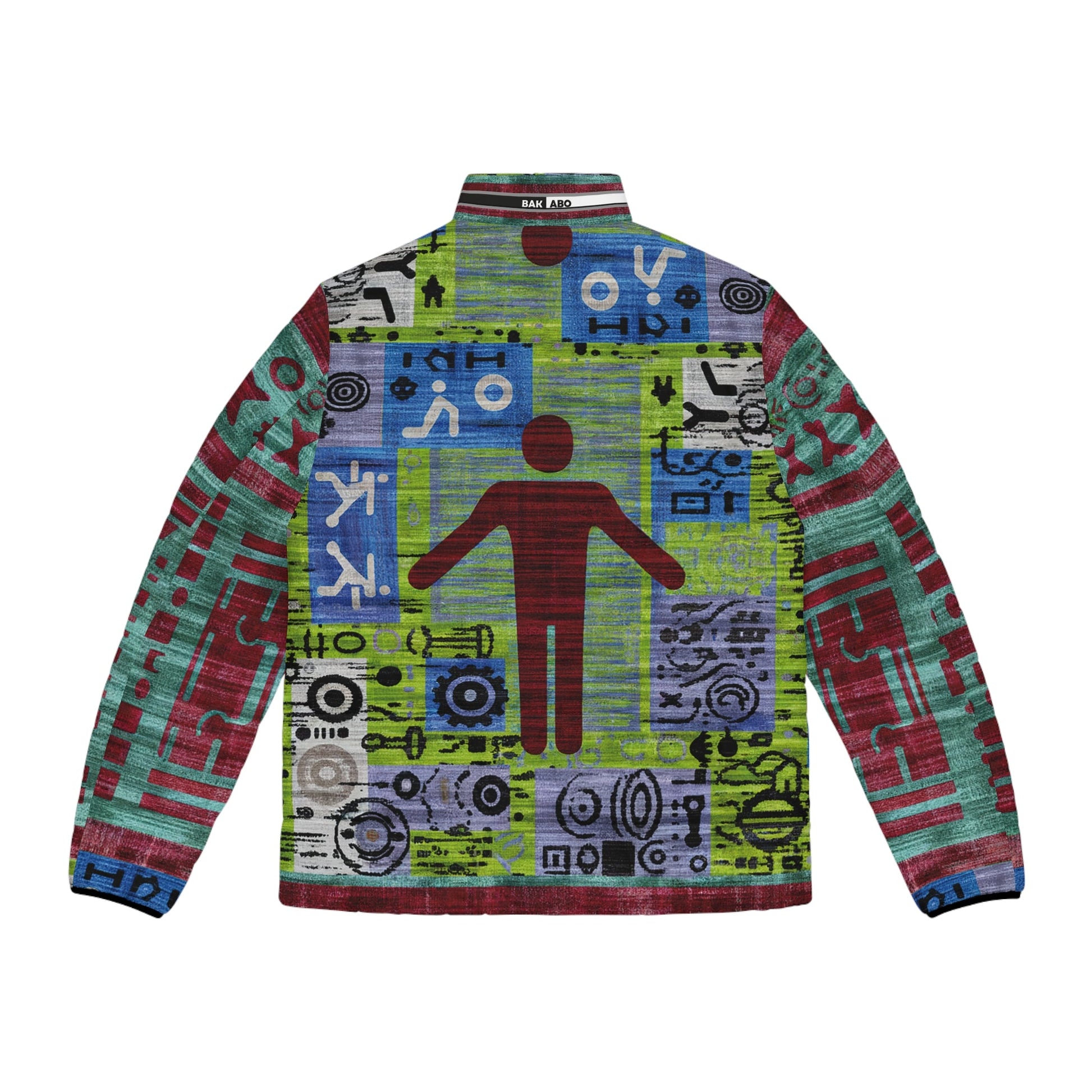 Men's Puffer Jacket — Retro Tech Graphic All-Over Print Printify bakabo.club