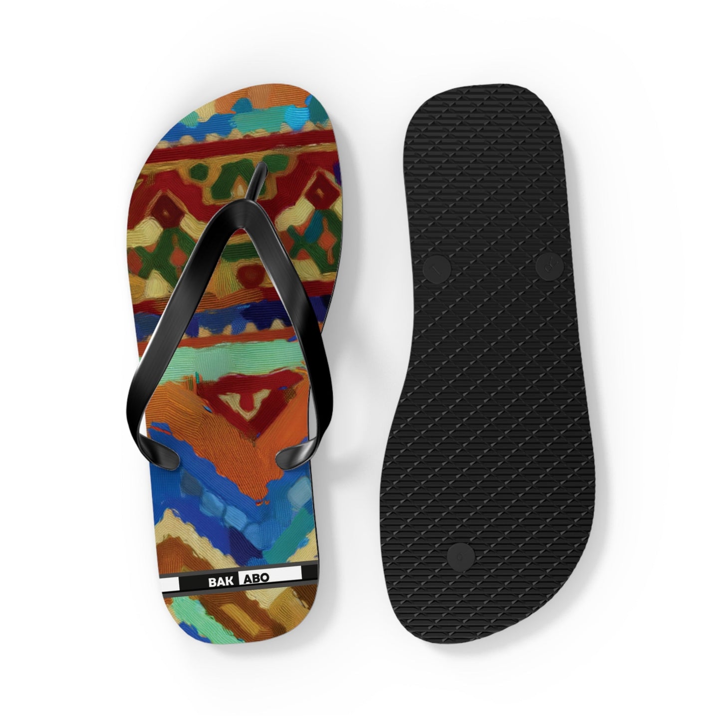 Colorful Tribal Pattern Flip Flops – Bold Aztec-Inspired Beach Sandals Printify bakabo.club