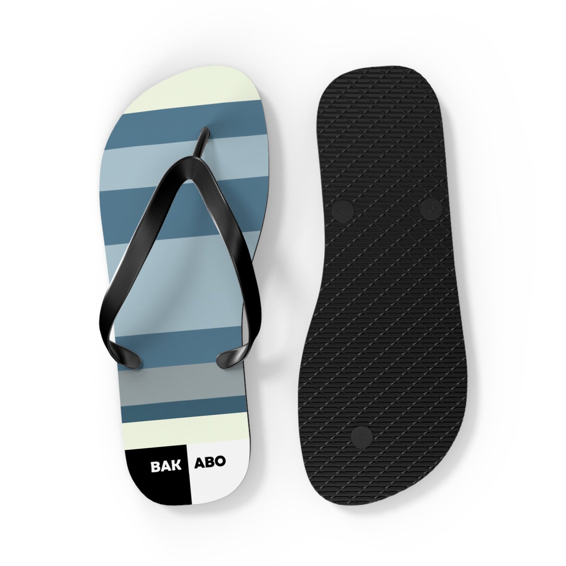 Striped Blue Flip Flops — Casual Beach Sandals with Coastal Ombre Design Printify bakabo.club