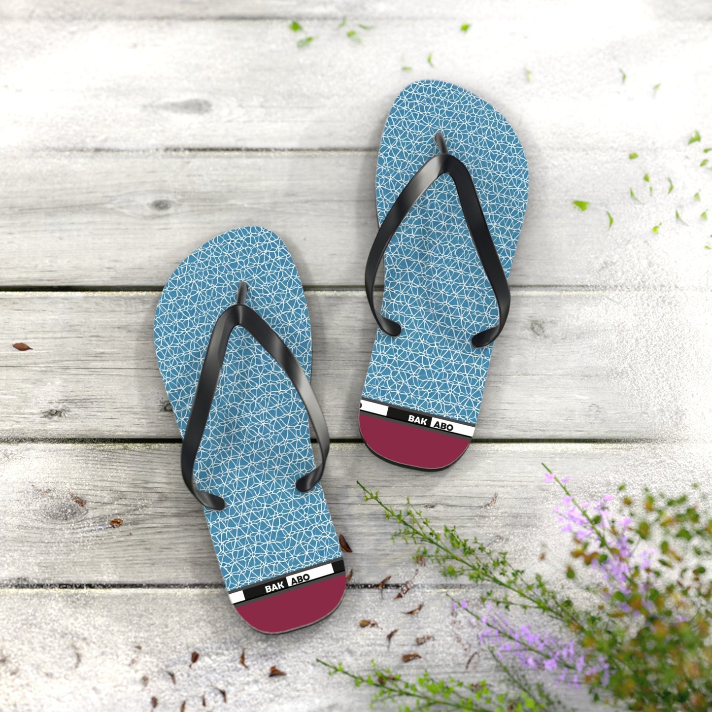Blue Geometric Flip Flops – Lightweight Summer Beach Sandals Printify bakabo.club