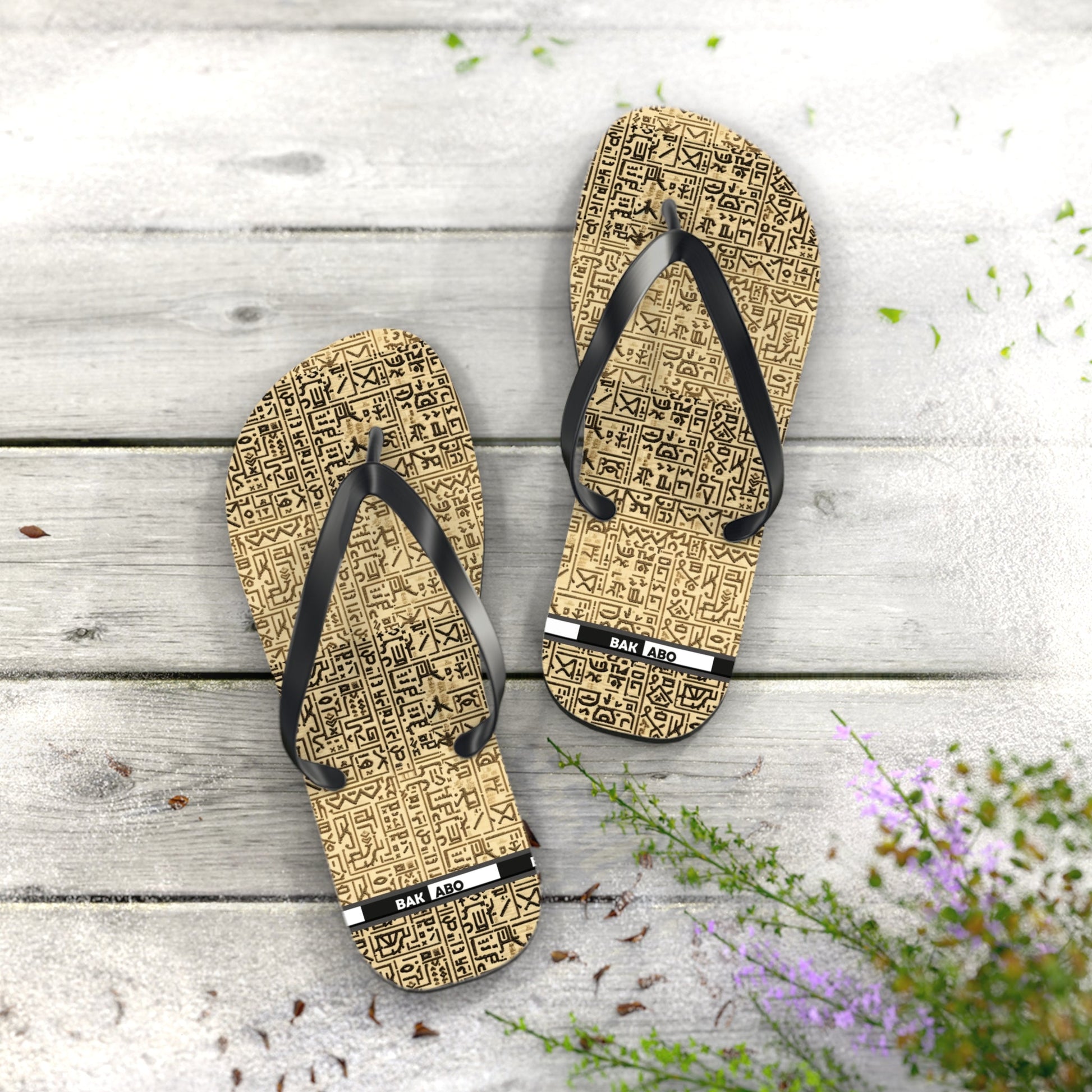 Flip Flops - Vintage Aztec Pattern Beach Sandals Printify bakabo.club