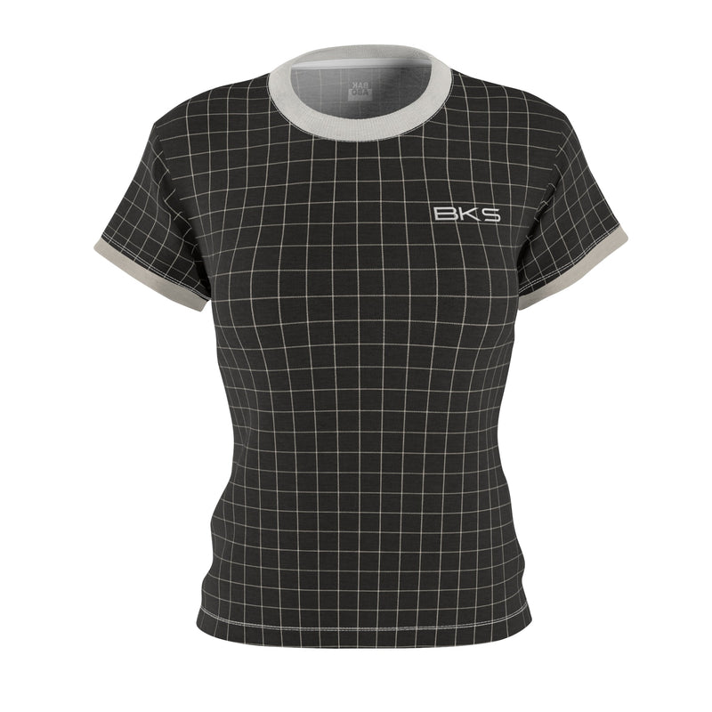 Women's Grid Ringer Tee - BKS Logo