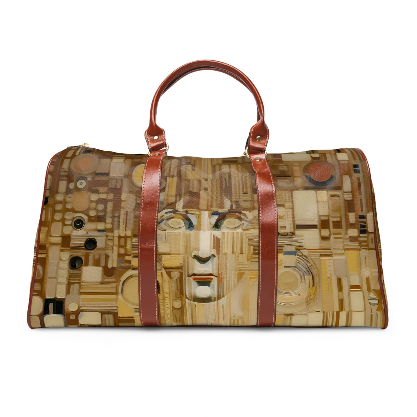 Abstract Gold Mosaic Duffel Bag – Waterproof Travel Bag with Modern Face Art Printify bakabo.club