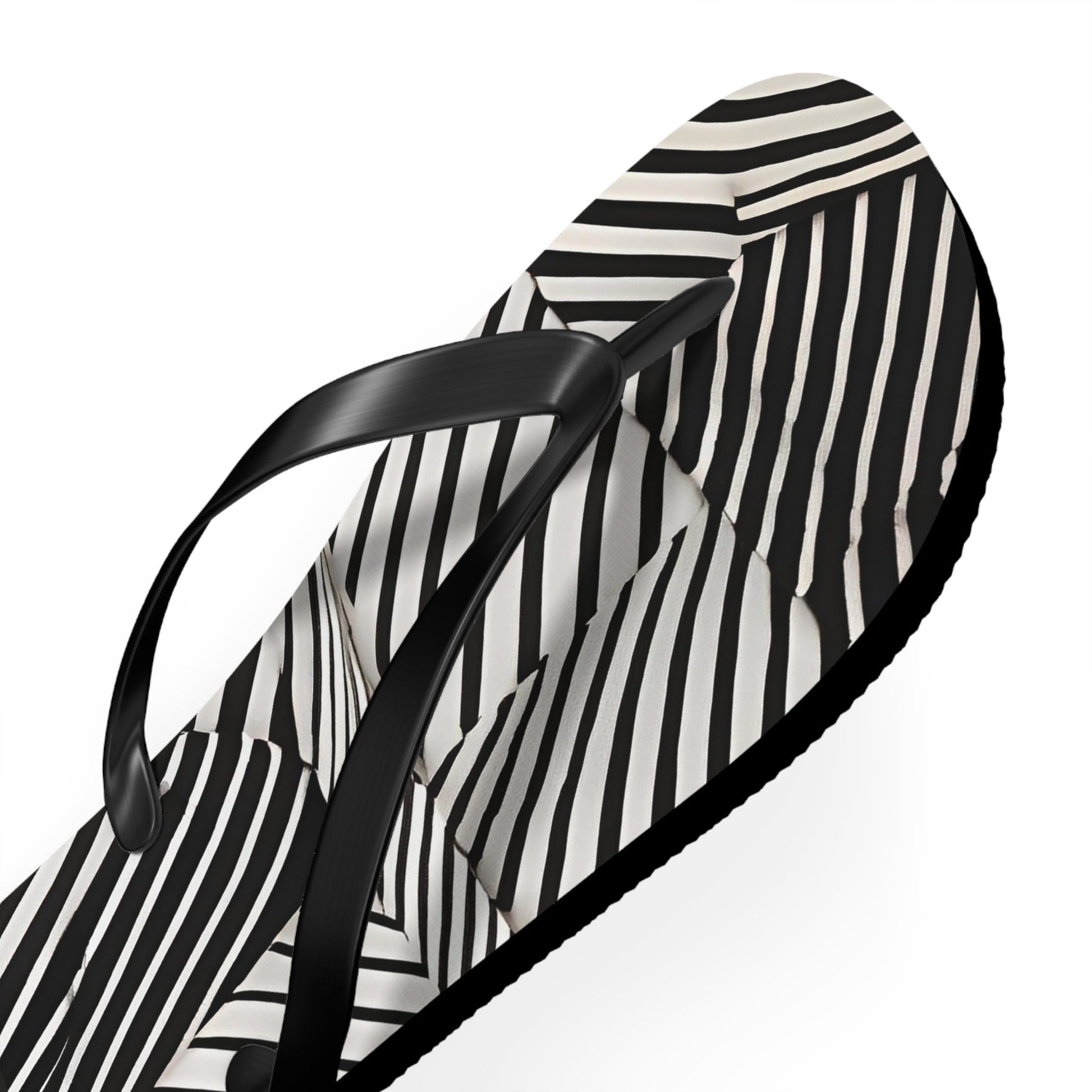 Zebra Stripe Flip Flops — Black & White Optical Pattern Beach Sandals Printify bakabo.club
