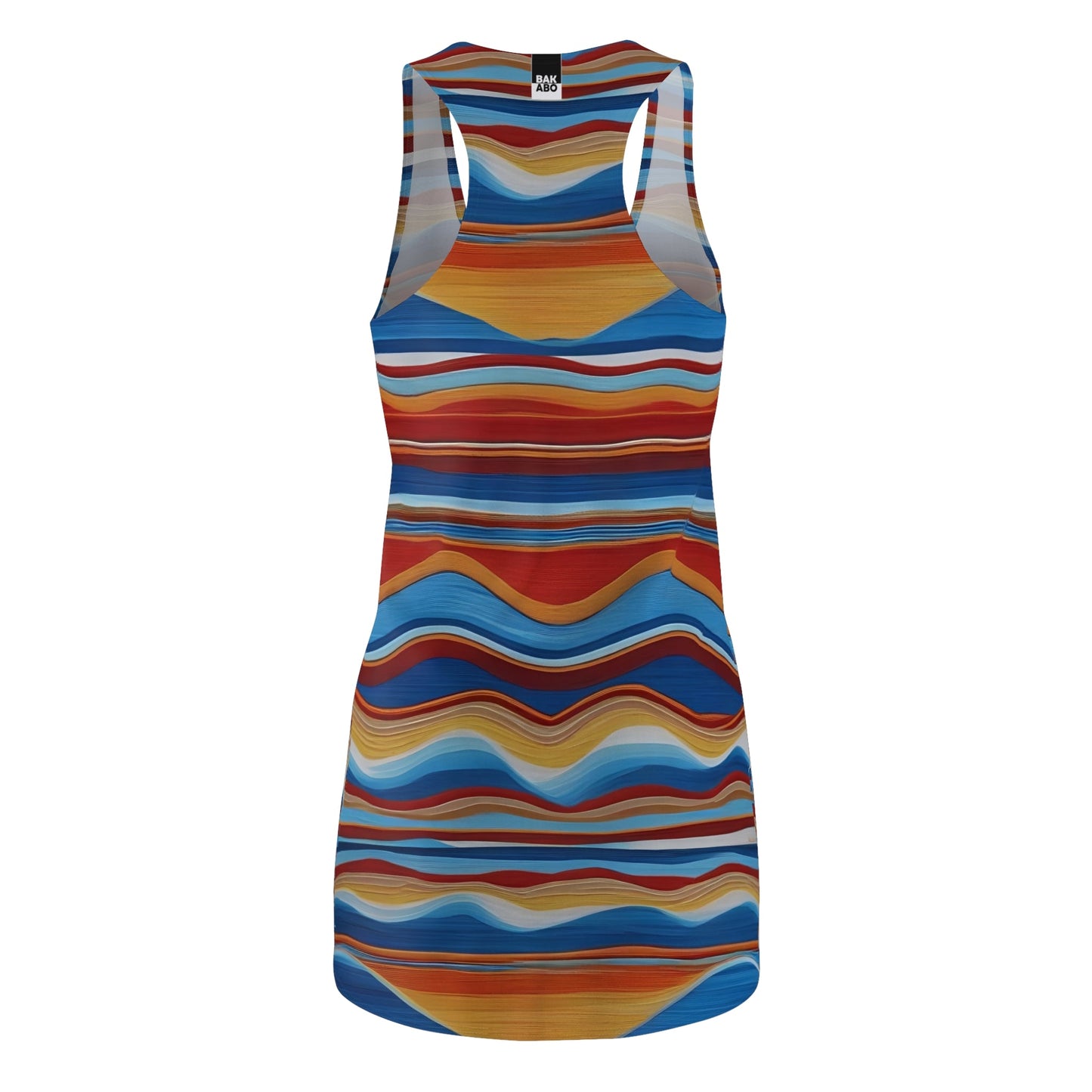 Wavy Sunset Racerback Dress – Colorful Striped AOP Summer Dress Printify bakabo.club