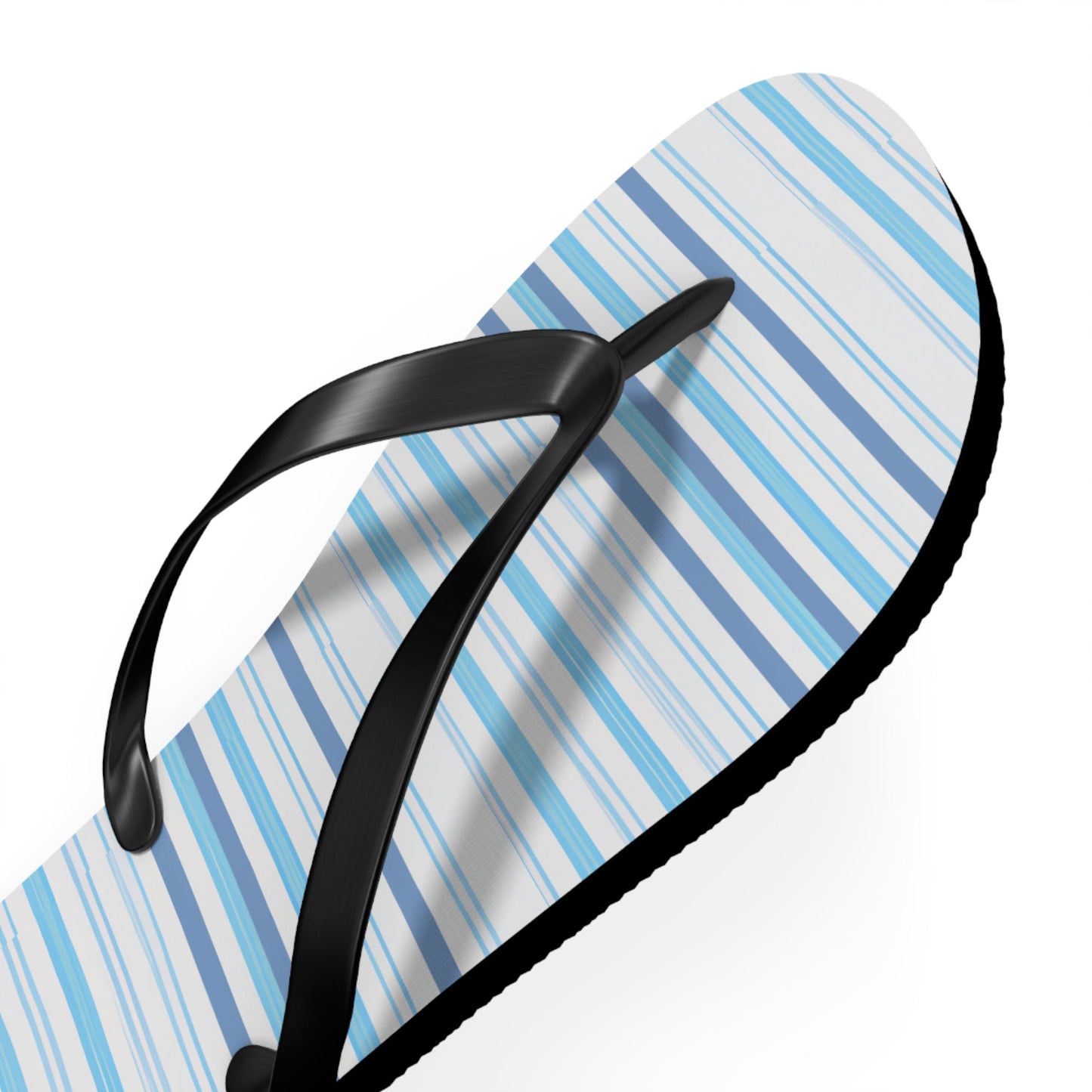 Striped Blue Flip Flops – Casual Beach Sandals with 'BAK ABO' Accent Printify bakabo.club
