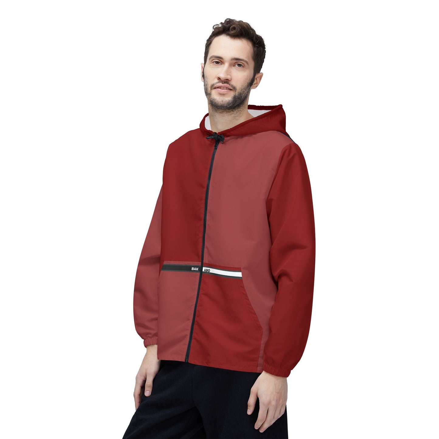 Two-Tone Lightweight Windbreaker Jacket – Red & Navy Hooded Zip-Up Printify bakabo.club