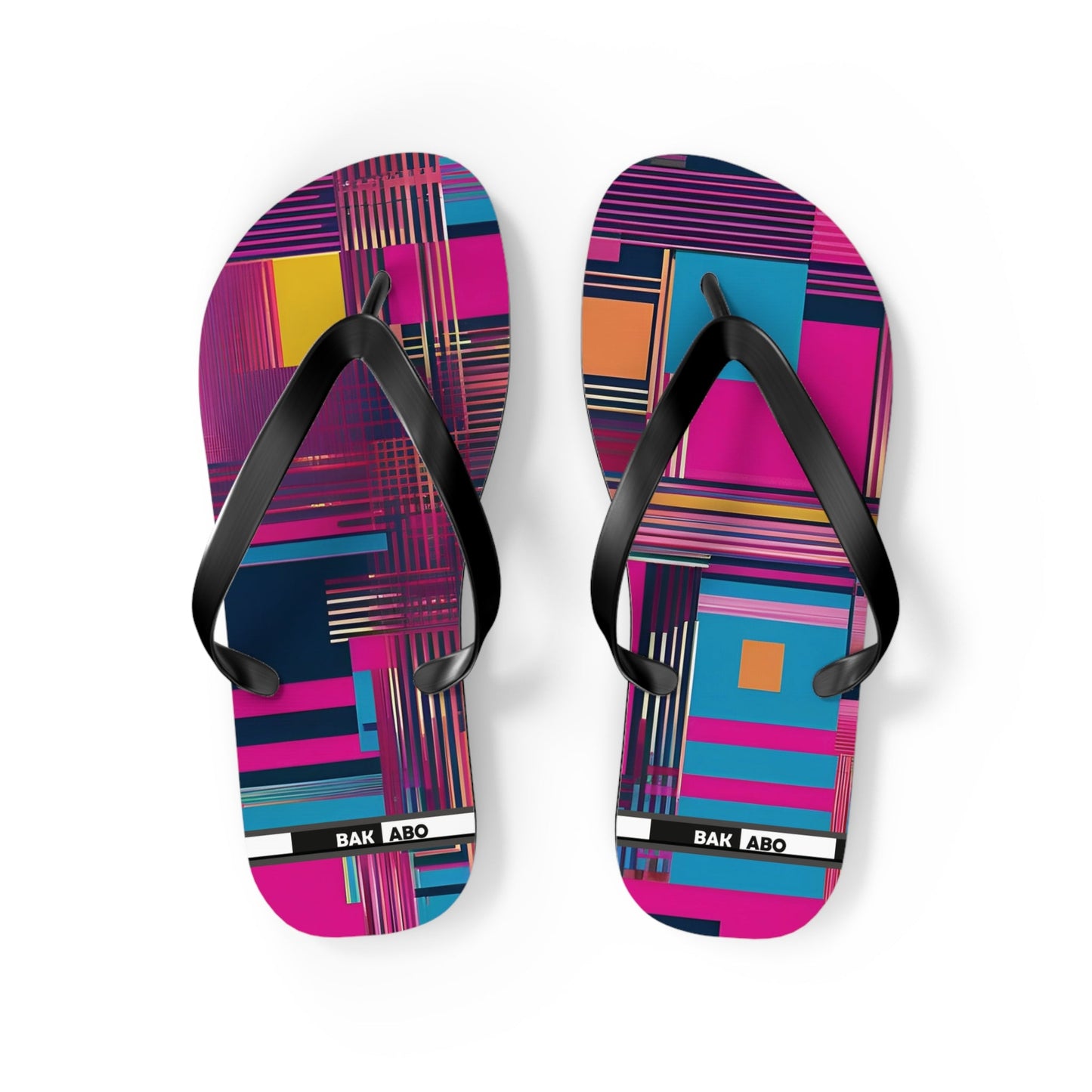 Flip Flops — Vibrant Geometric Pattern Beach Sandals Printify bakabo.club