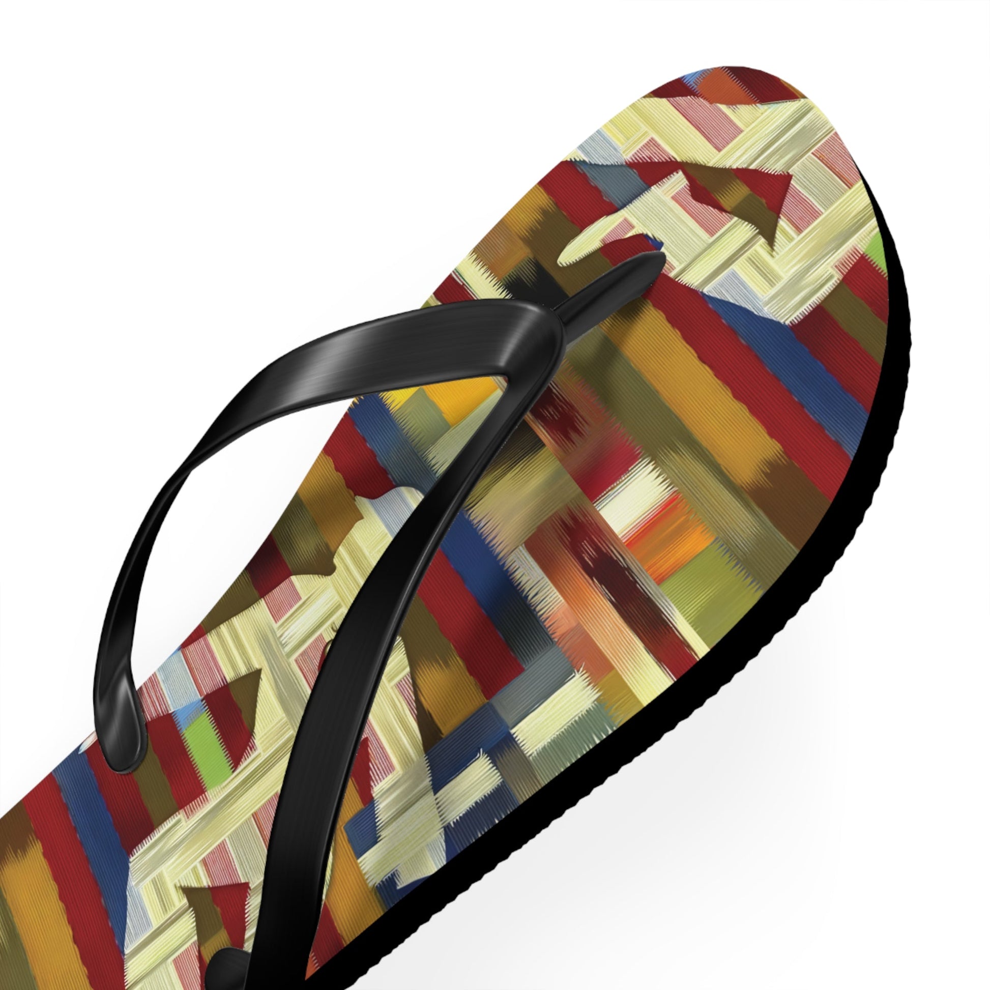 Abstract Colorblock Flip Flops – Bold Geo Beach Sandals Printify bakabo.club