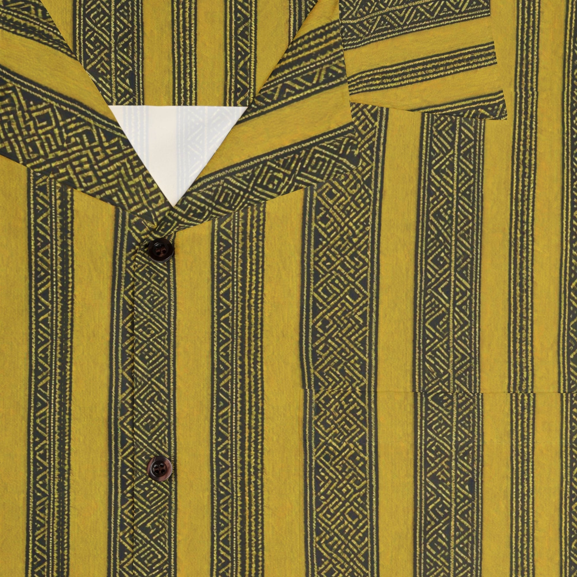 Men's Striped Hawaiian Shirt — Retro Olive & Gold AOP Camp Collar Printify bakabo.club