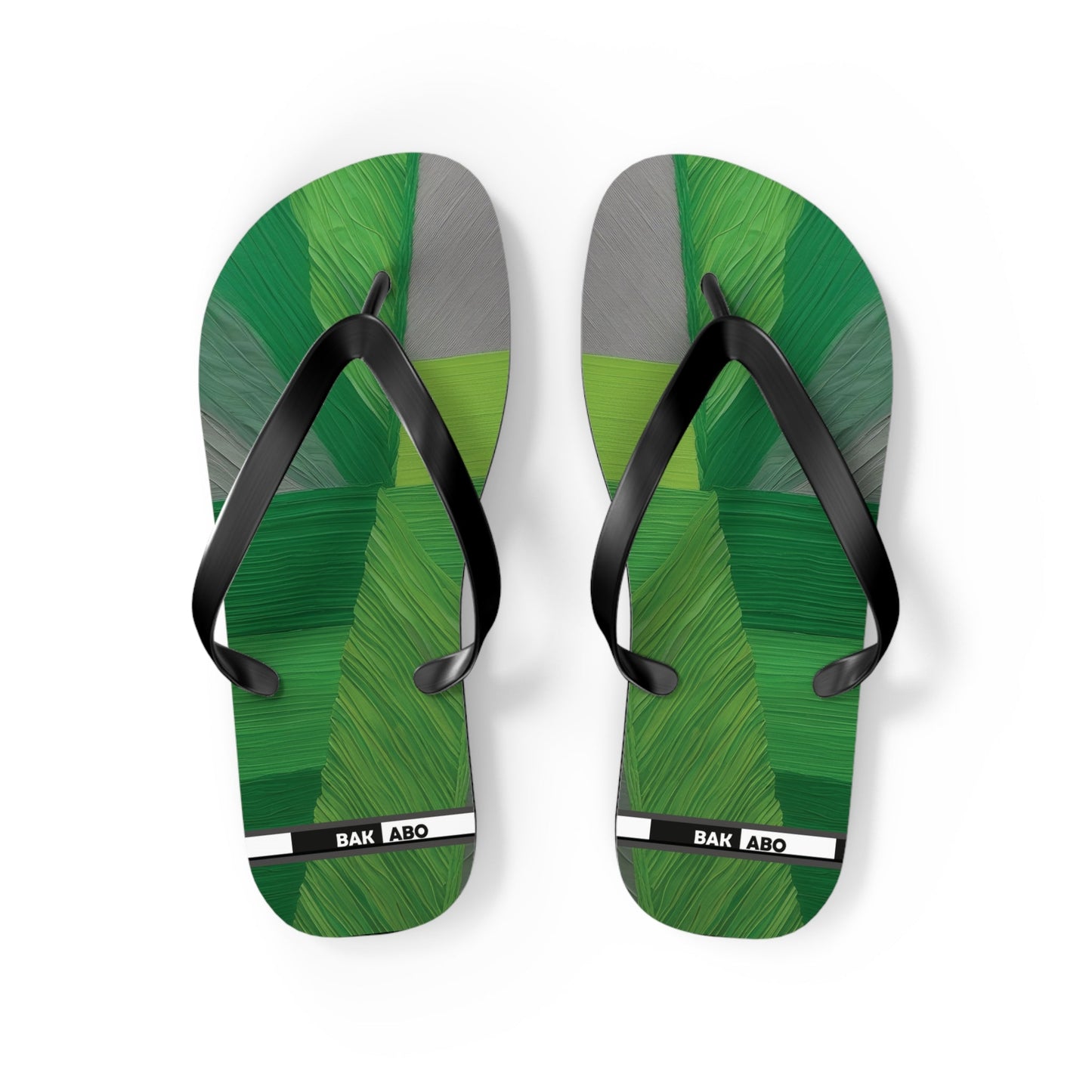 Tropical Green Brushstroke Flip Flops — Palm Leaf Beach Sandals Printify bakabo.club