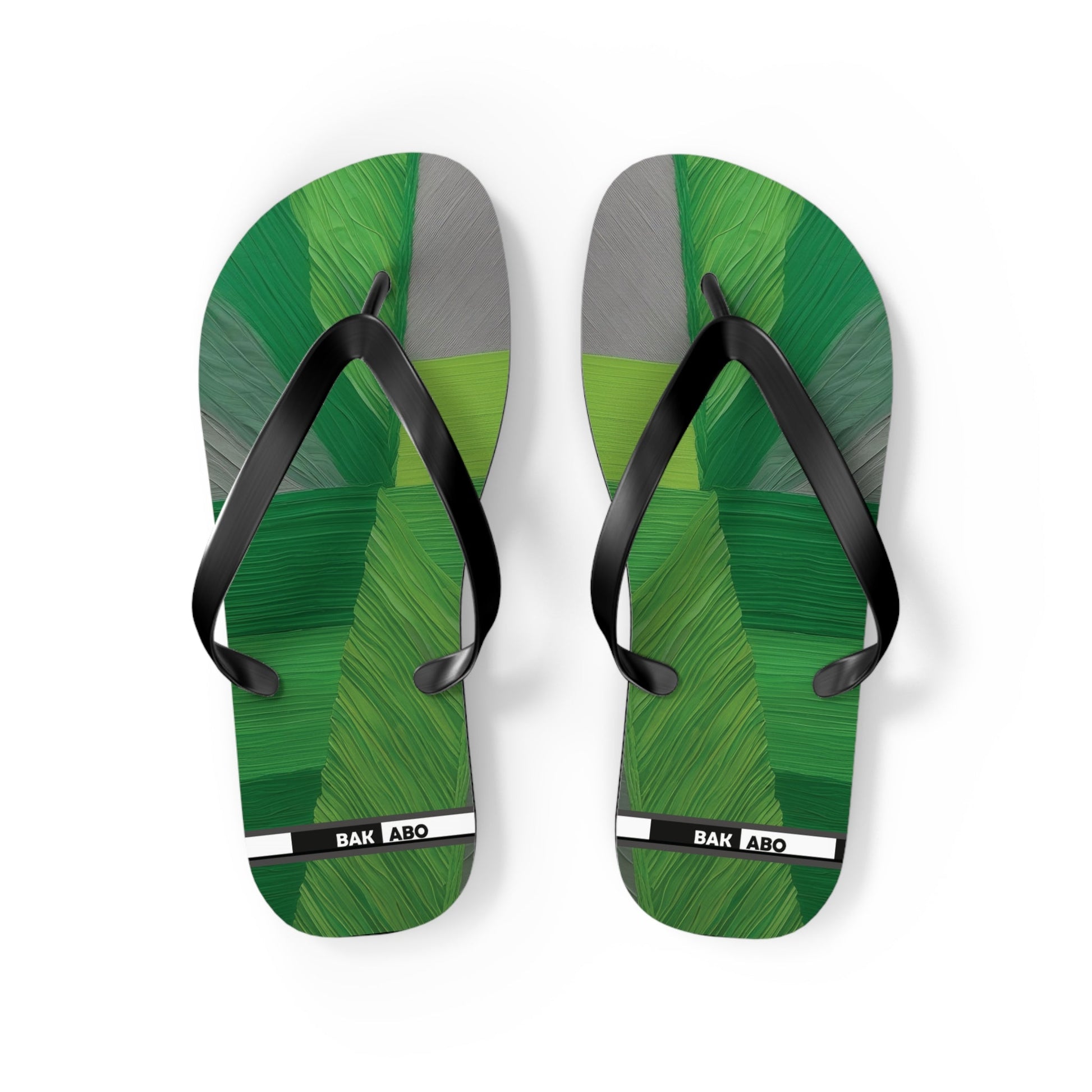 Tropical Green Brushstroke Flip Flops — Palm Leaf Beach Sandals Printify bakabo.club