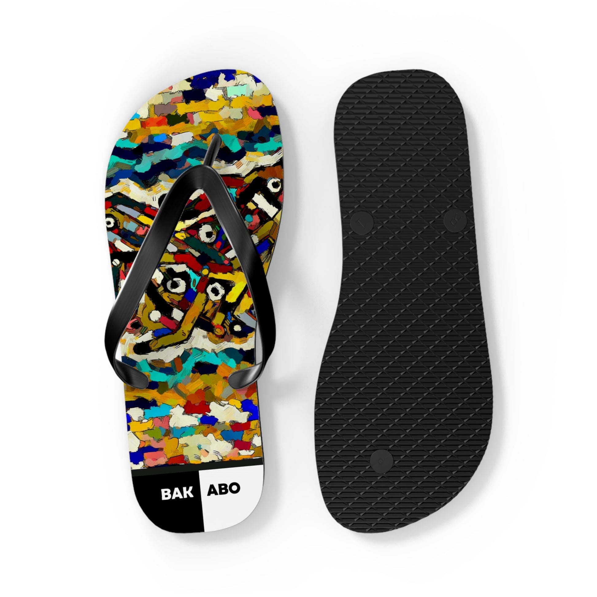 Colorful Abstract Tiger Flip Flops - Vibrant Summer Beach Sandals Printify bakabo.club