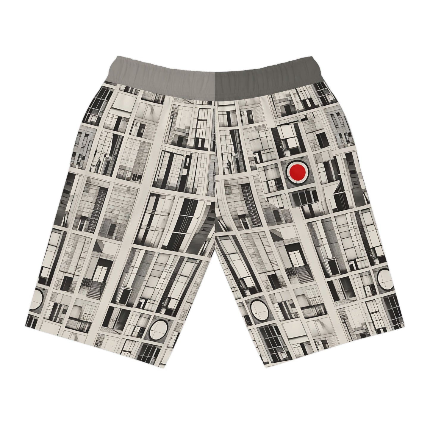 Athletic Shorts — Monochrome Architectural Grid Print (BKS) Printify bakabo.club